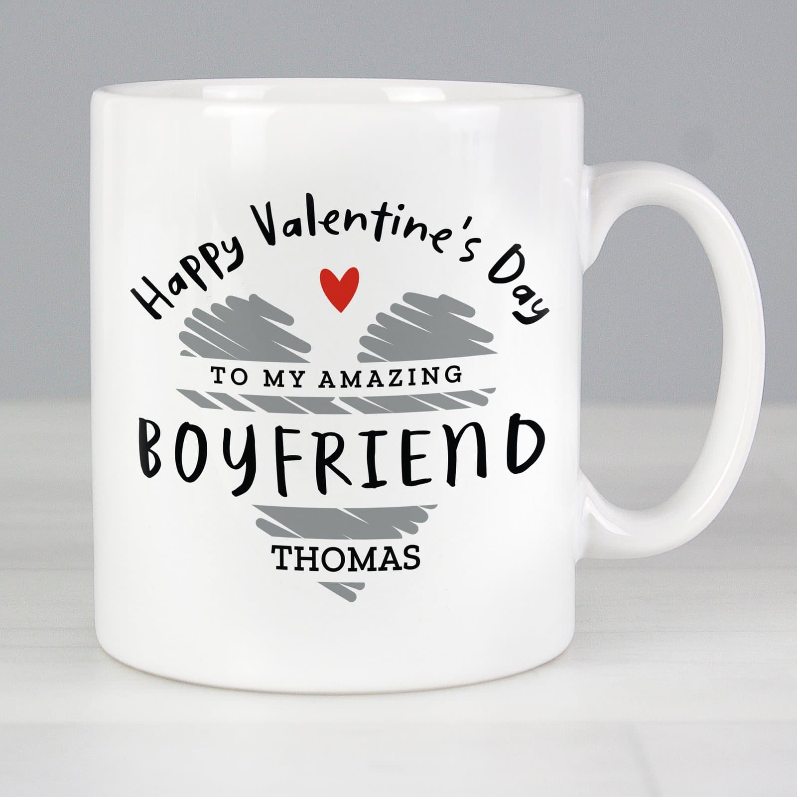 Personalised Happy Valentine's Day ceramic mug with role and recipient text