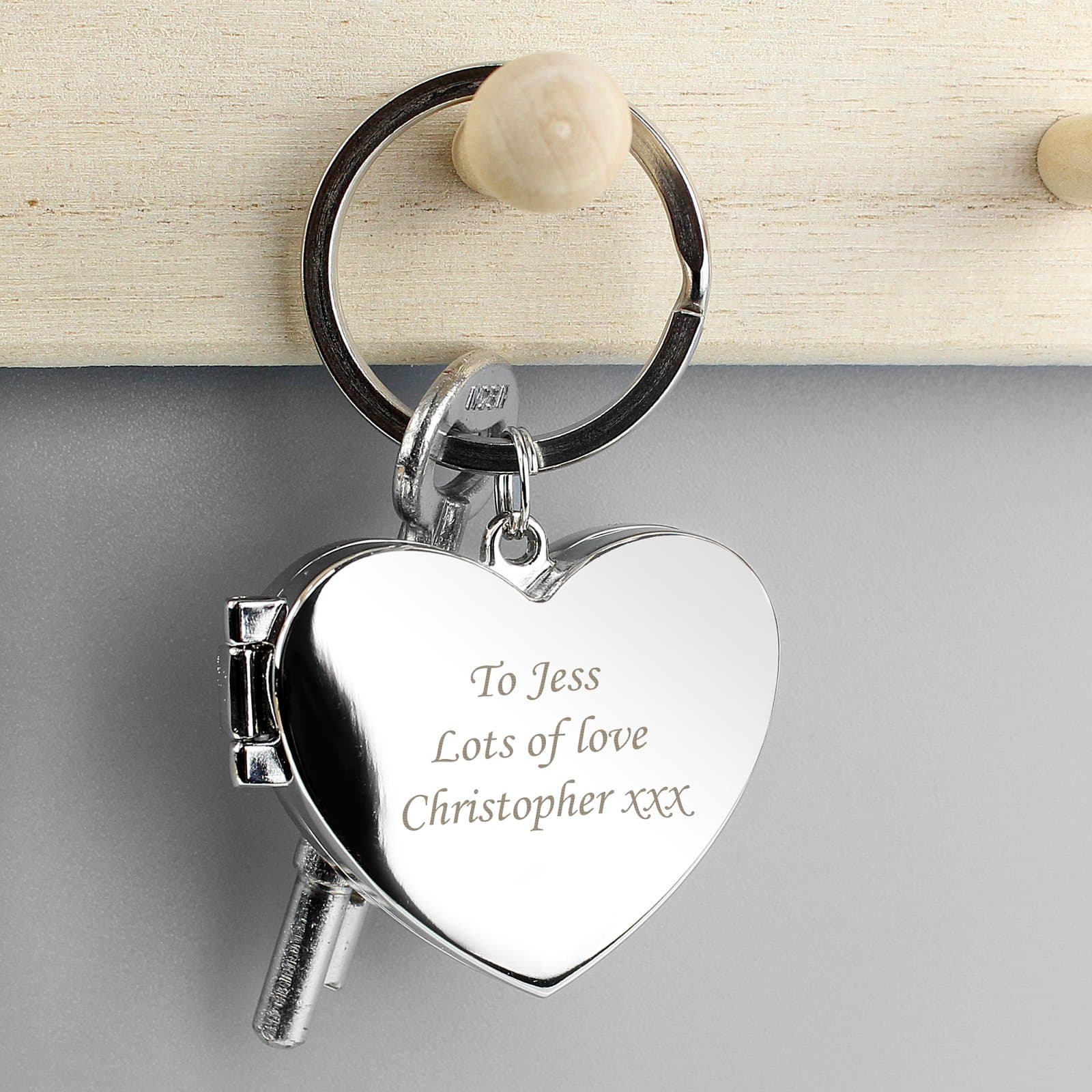 Heart shaped silver finish photoframe keyring