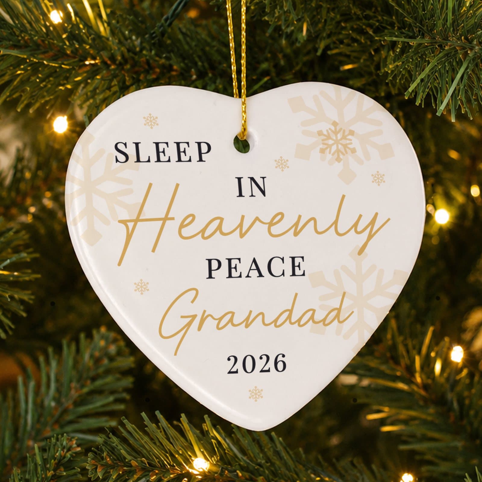 Personalised heavenly peace ceramic heart decoration with ribbon