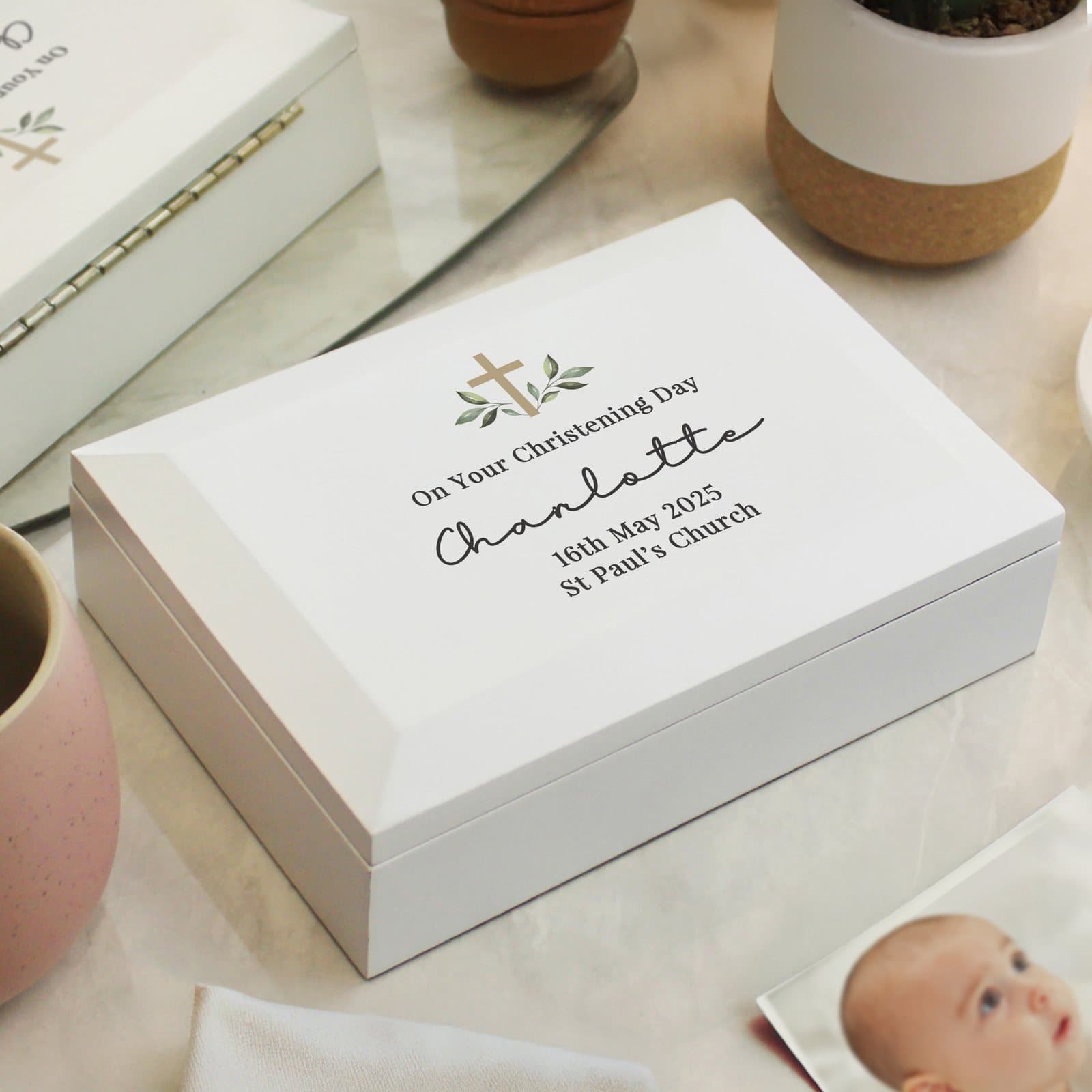 Wooden jewellery box personalised for Holy Communion or christening