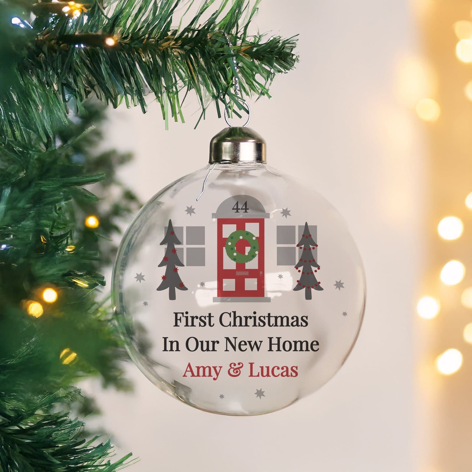 Personalised Home for Christmas glass bauble
