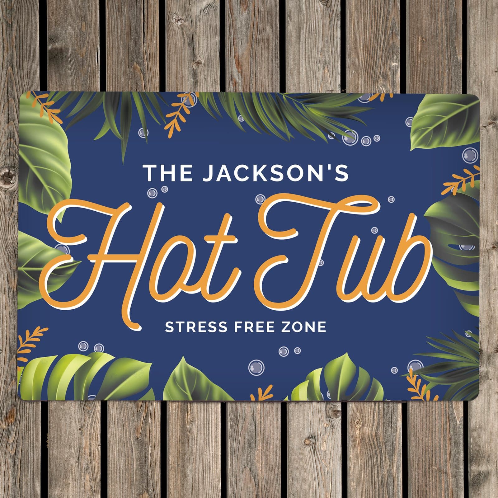 Aluminium Hot Tub sign with two personalised lines of text