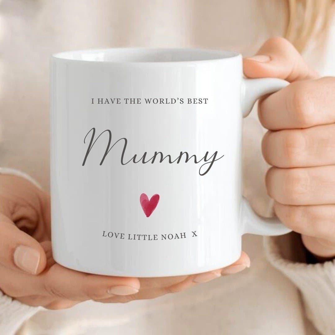 Personalised ceramic mug with a special Mum design, with space for a name and message