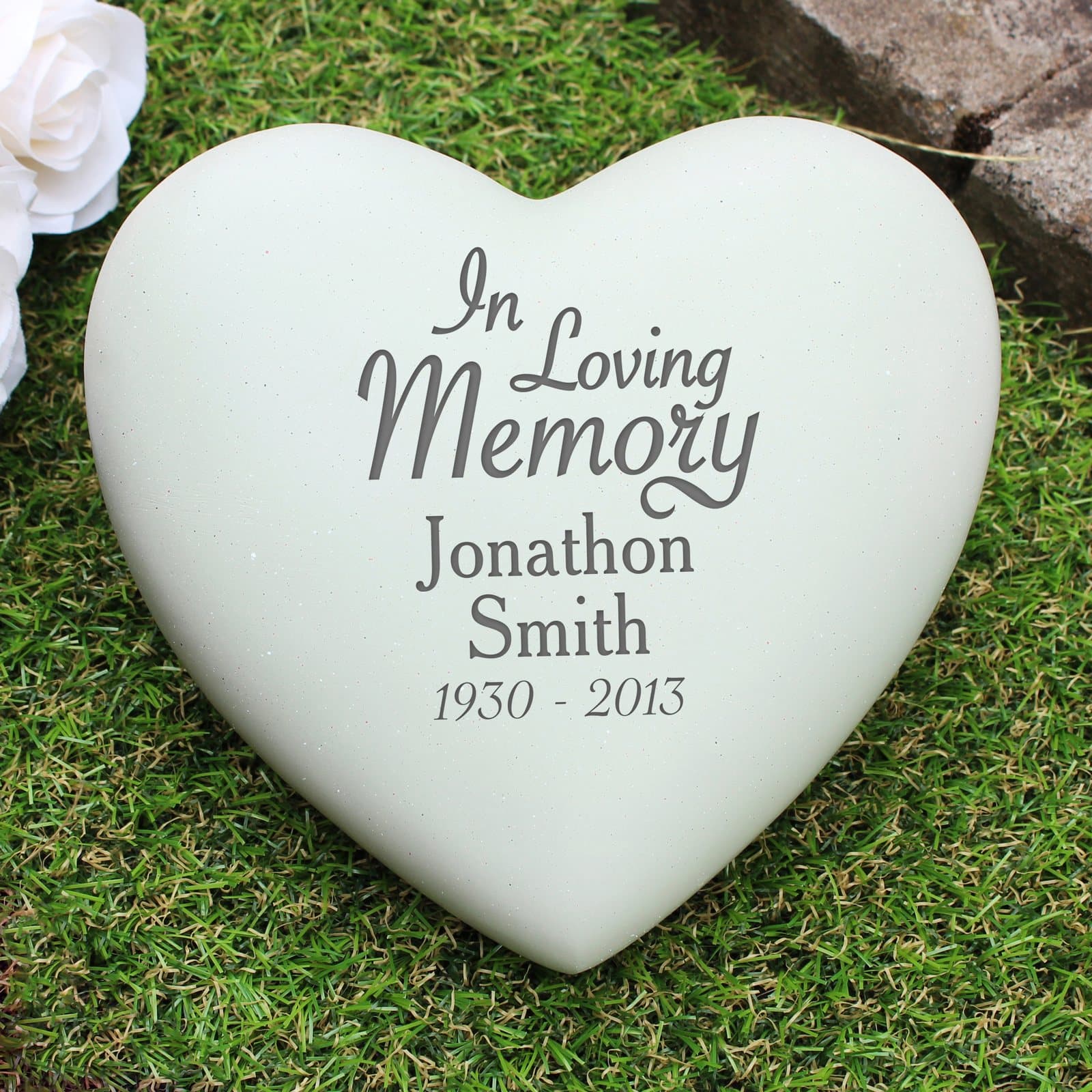 Resin in loving memory heart memorial personalised with three lines