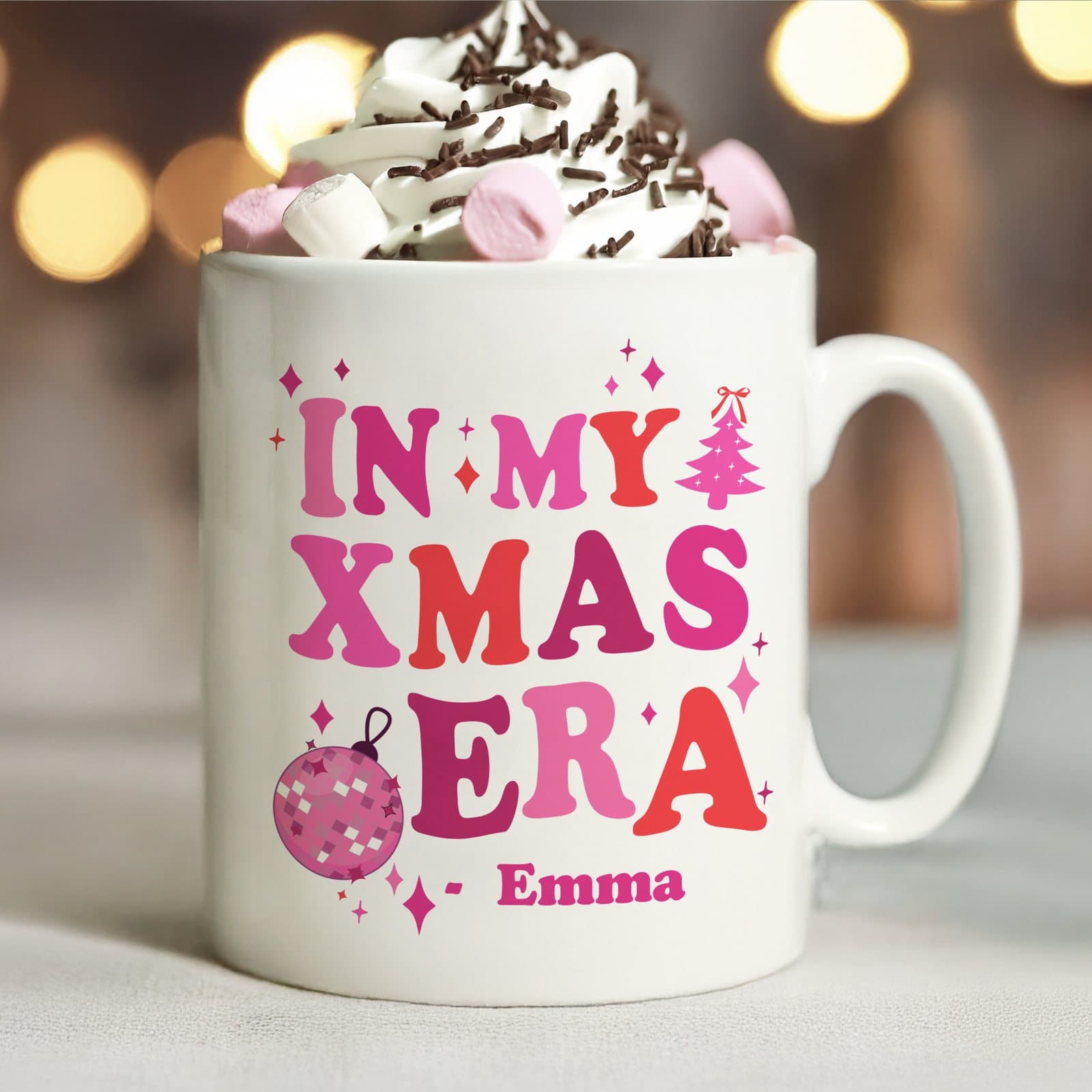 In My Christmas Era ceramic mug personalised with a name