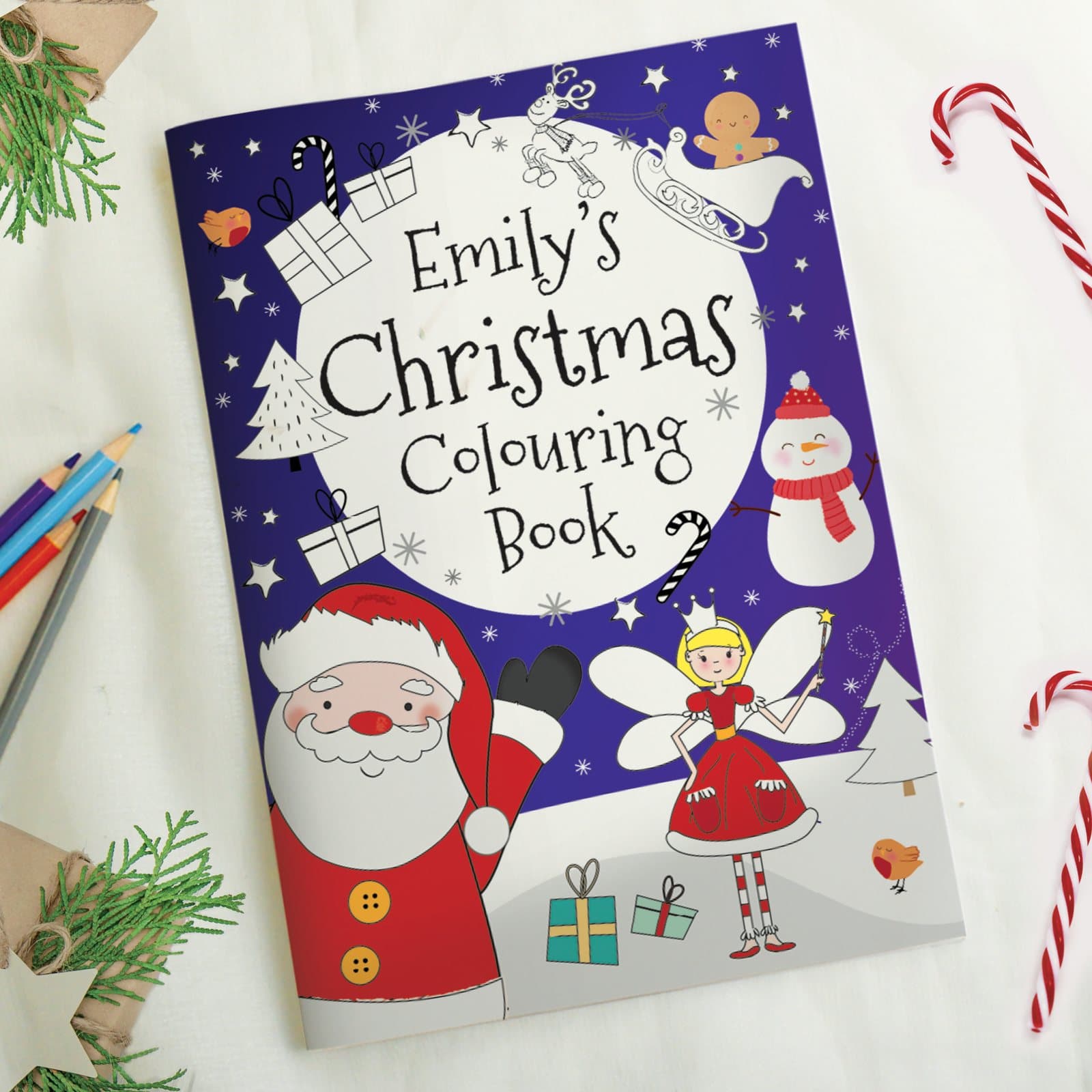 Personalised It's Christmas Fairy Colouring Book with a child's name on the cover