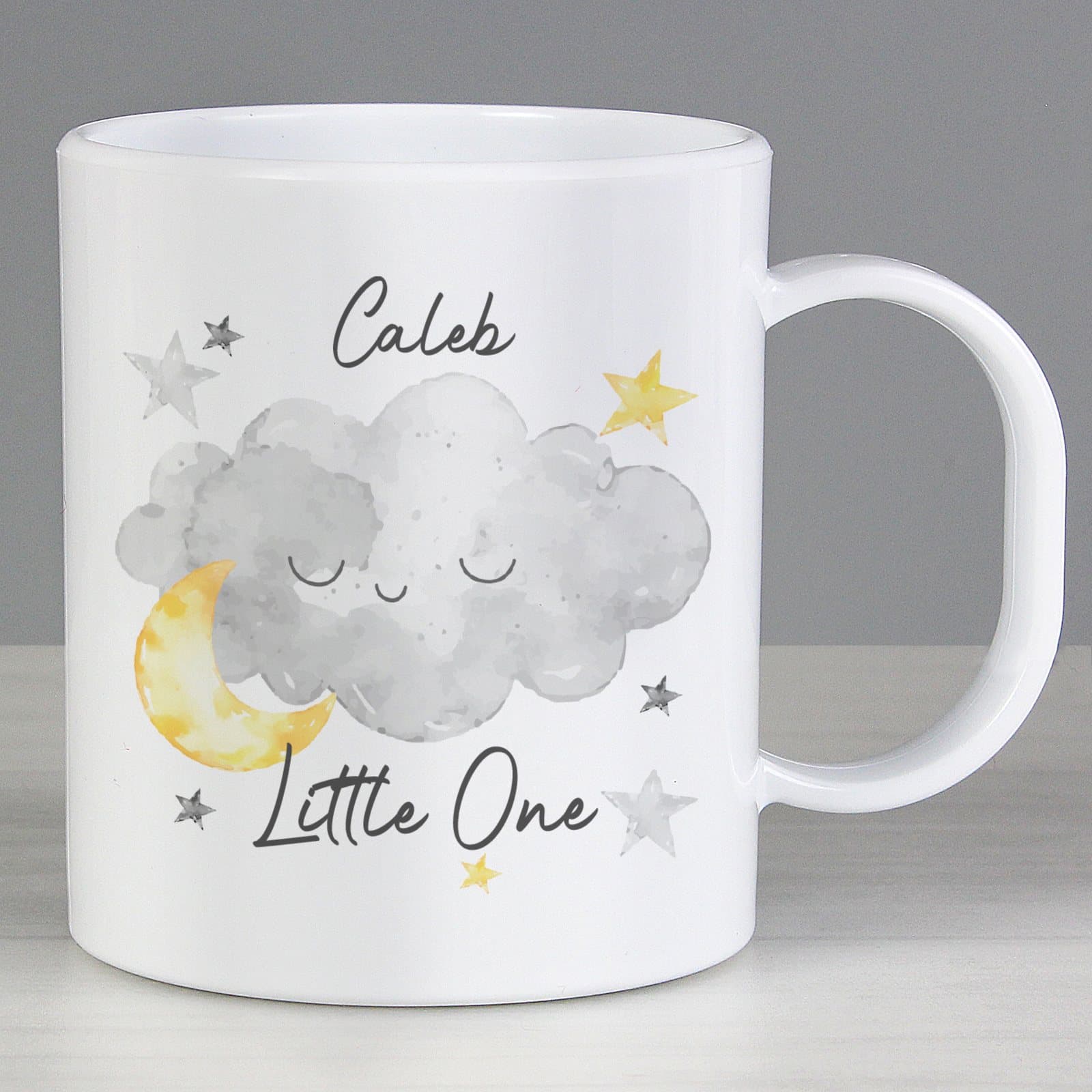 Plastic cloud mug for little ones with a name on the front