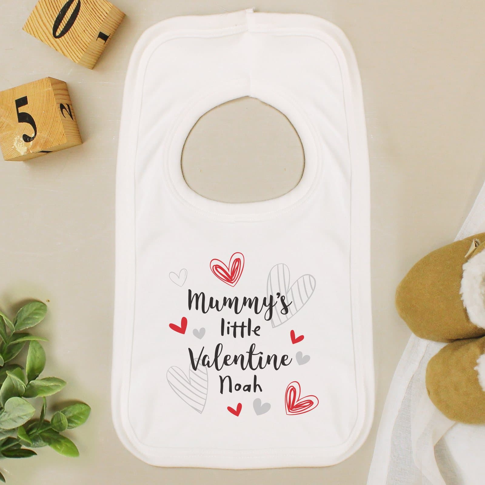 Personalised Little Valentine baby bib in 100% cotton