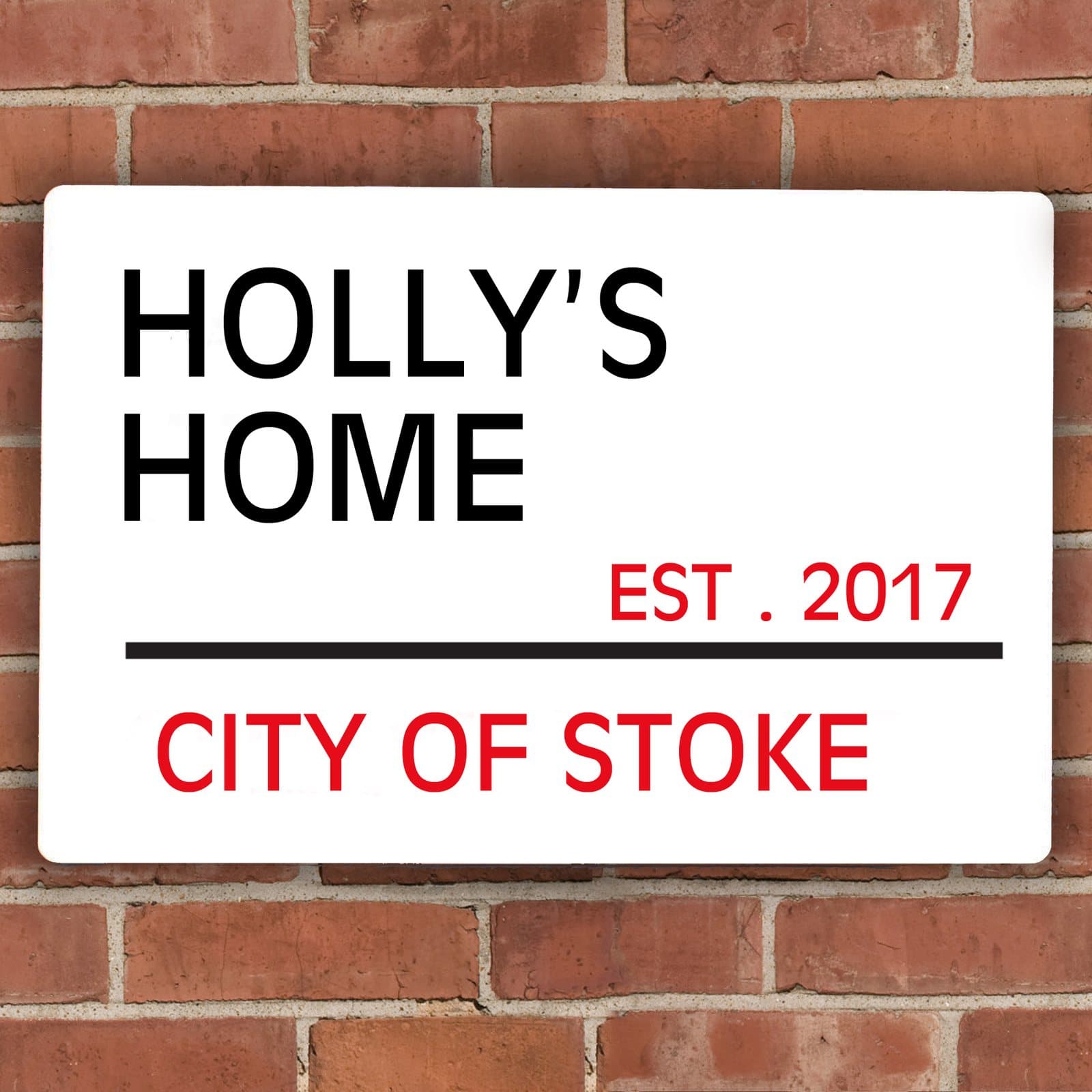 Aluminium London street sign with personalised names, a date and a line below