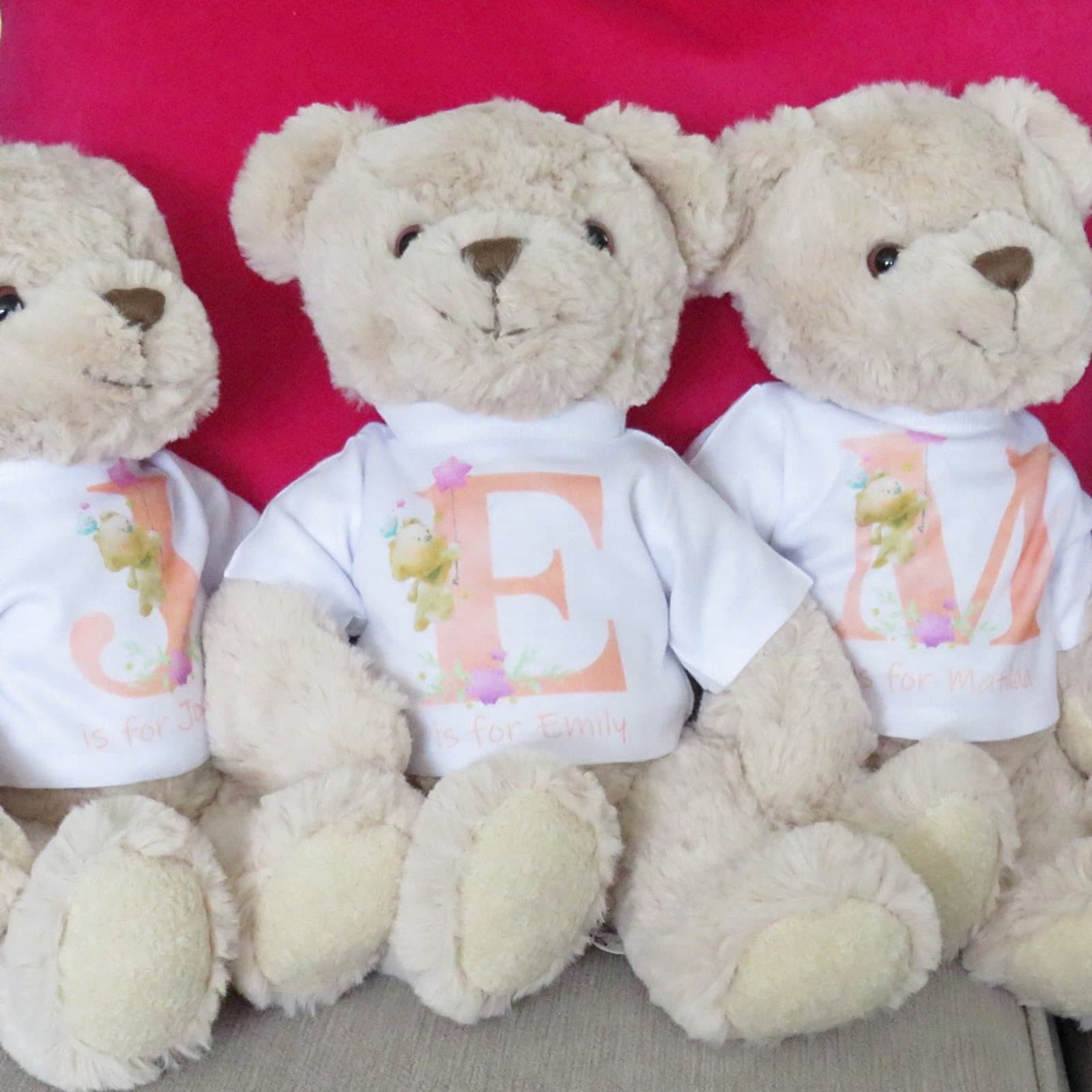 Girls' personalised teddy bear with a printed T-shirt