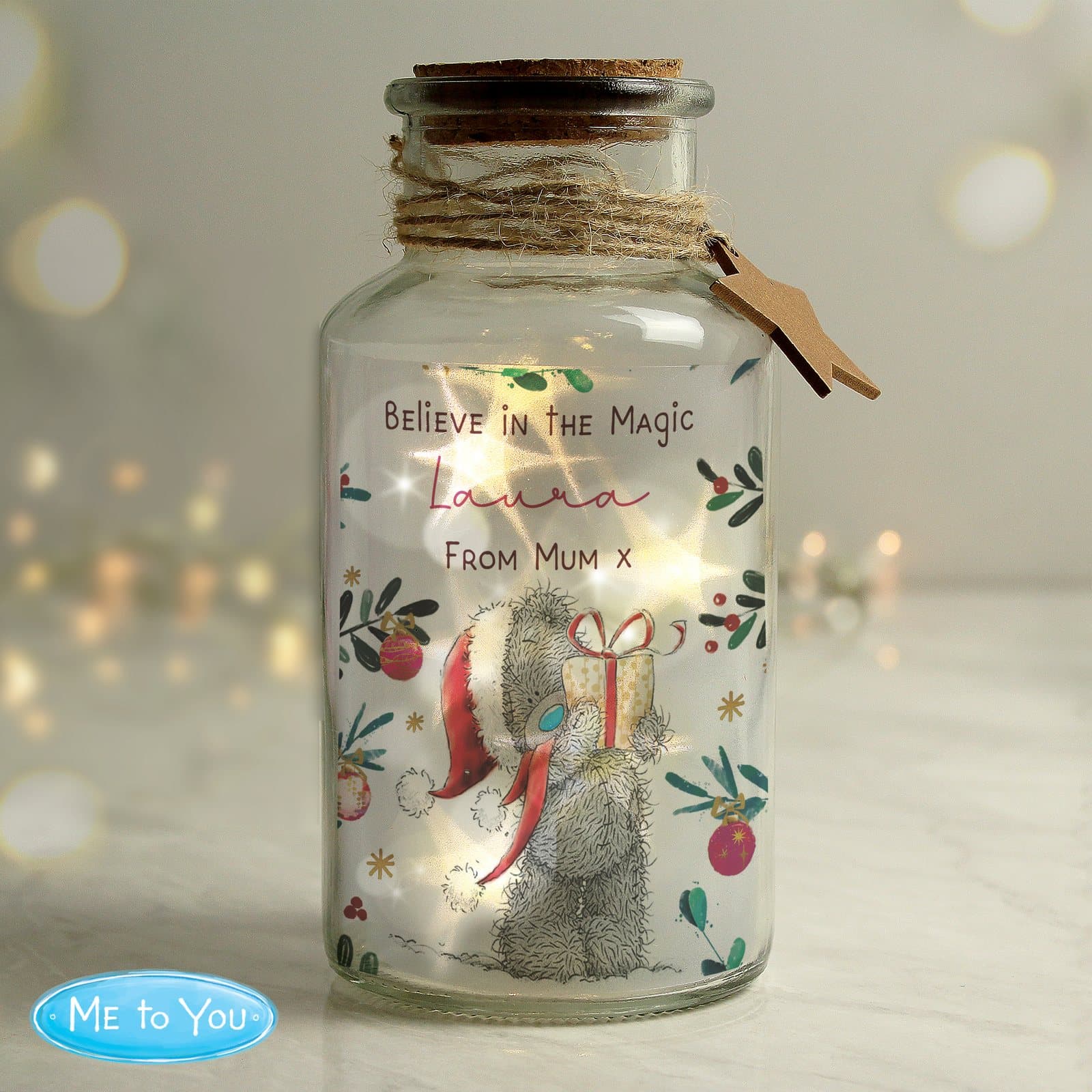 Personalised Me to You cosy winter LED jar in glass