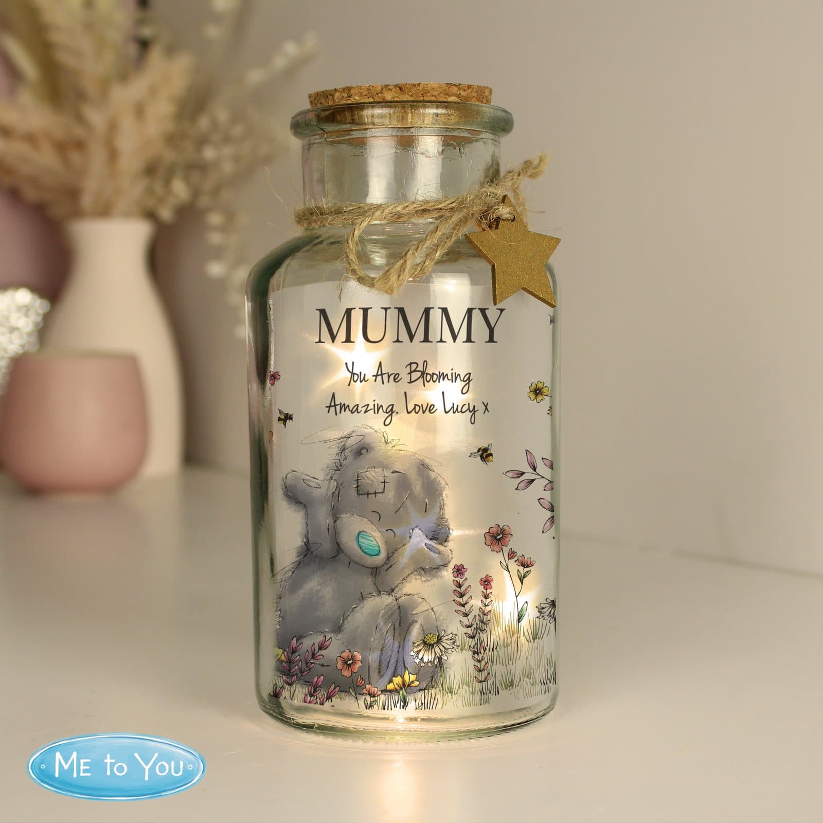 Personalised Me to You floral LED glass jar
