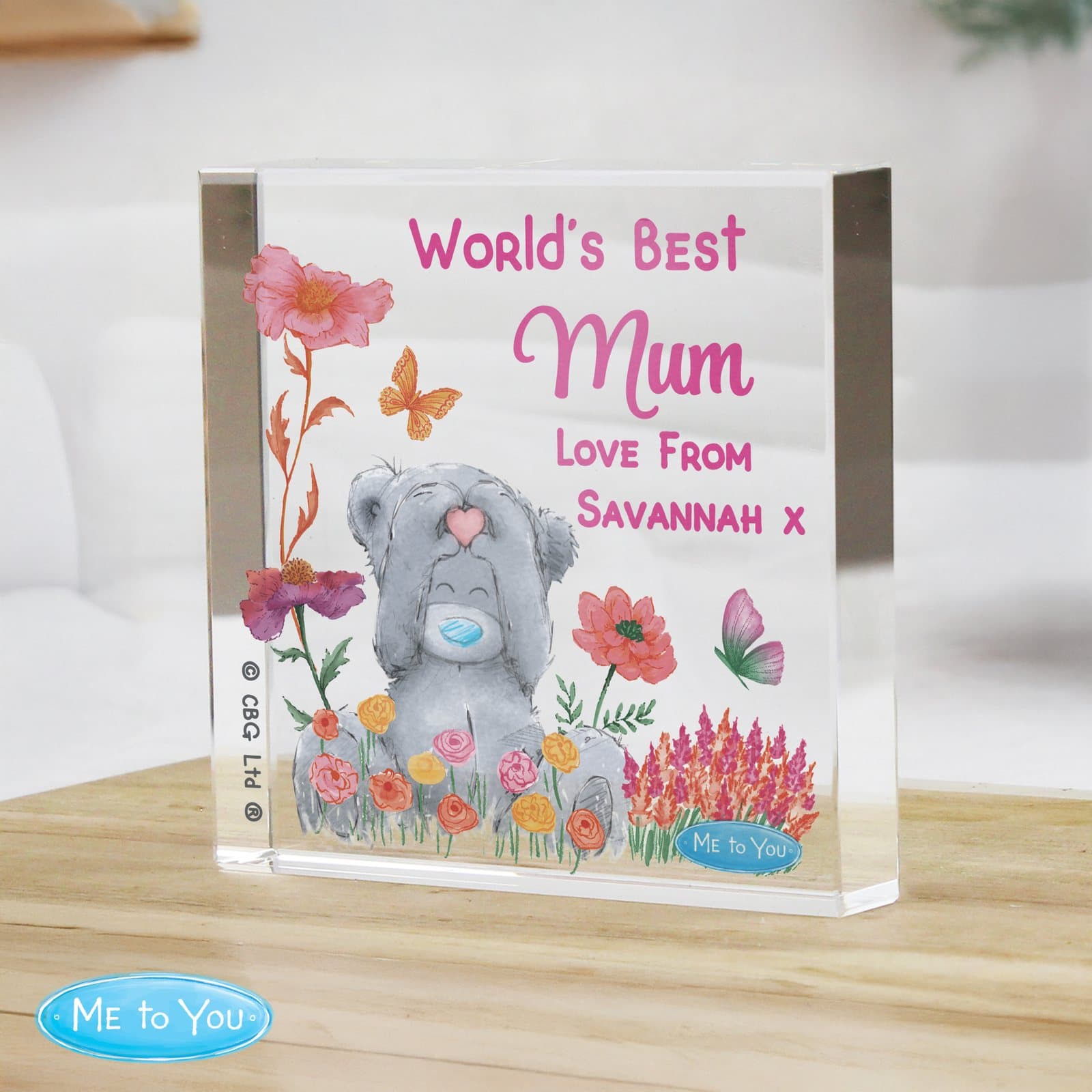 Me to You glass ornament with Tatty Teddy and a floral design