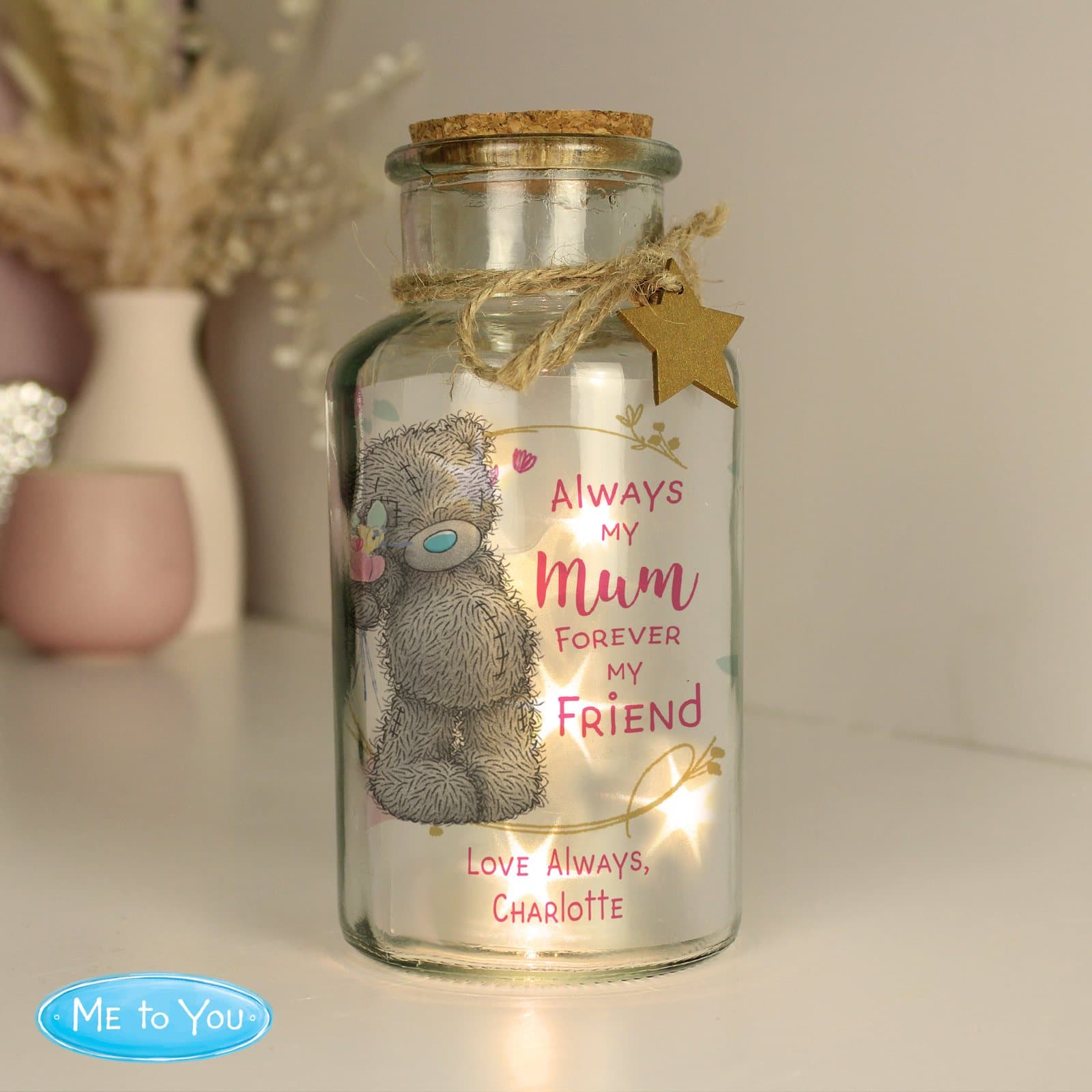 Personalised Forever My Friend LED glass jar for mum