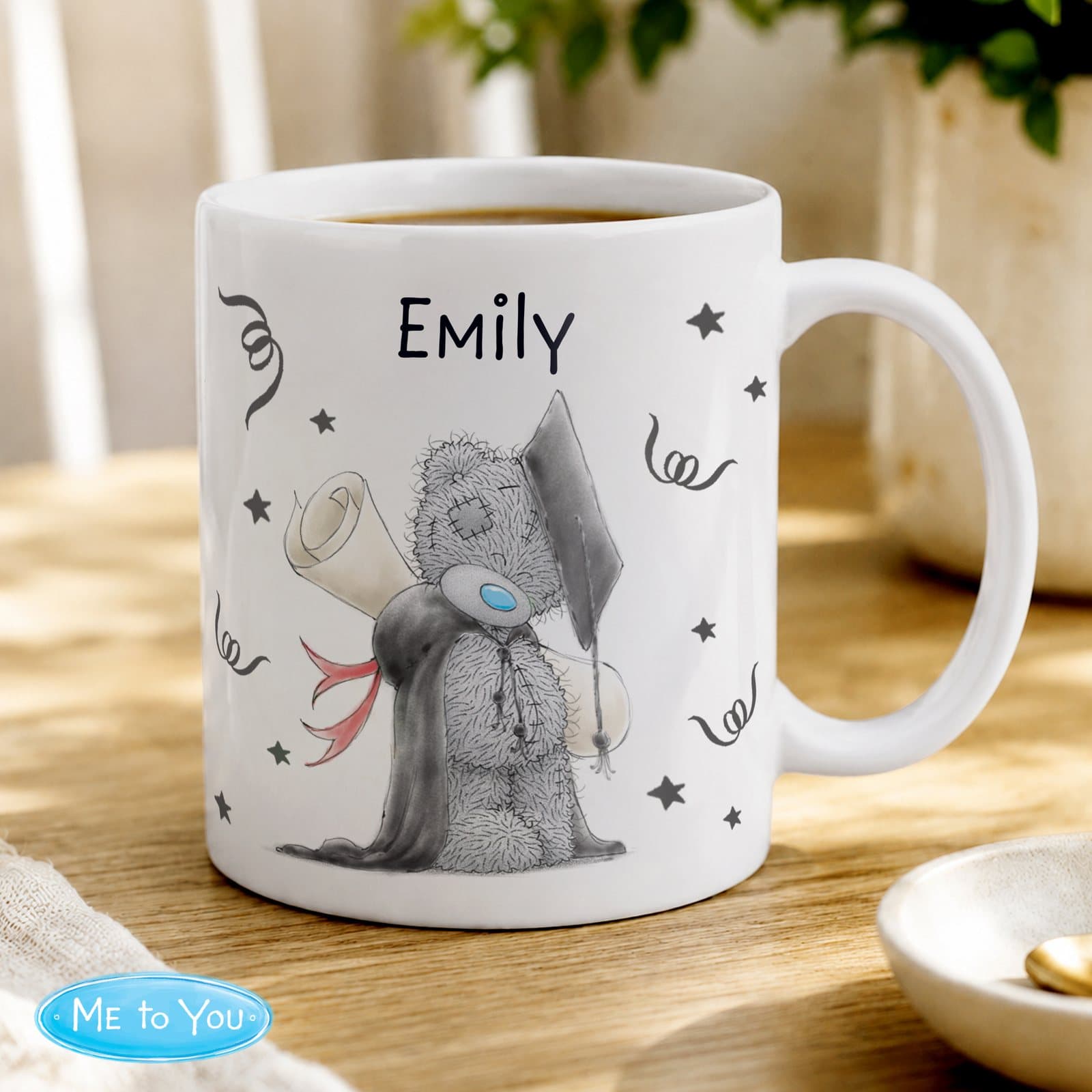 Personalised Me To You graduation ceramic mug with a name on the front