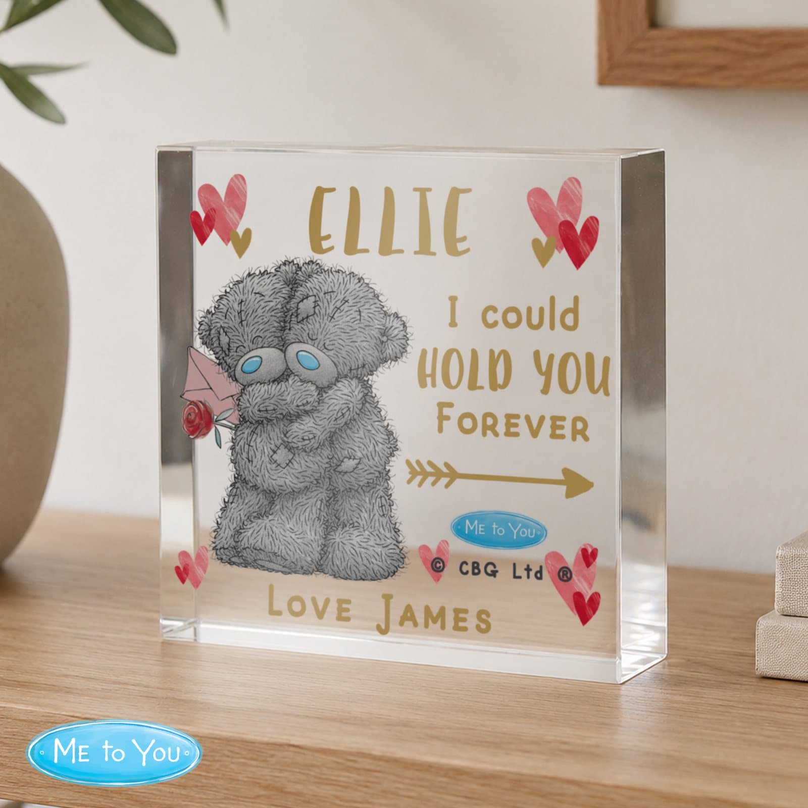 Personalised Me To You Hold You Forever crystal token