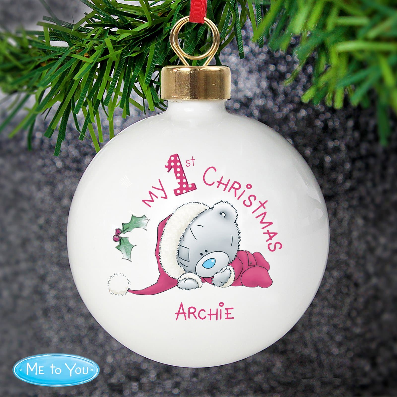 Me To You My 1st Christmas bauble with a ribbon for hanging