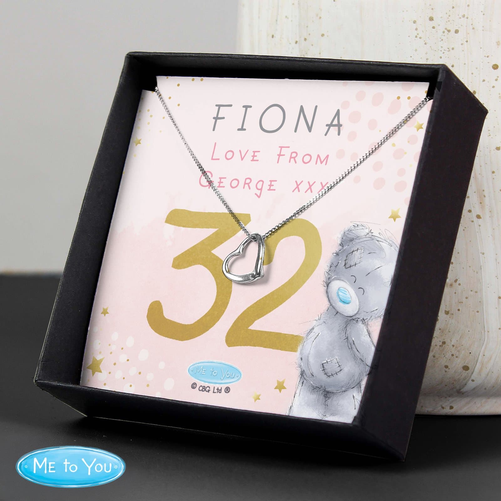 Silver tone Me To You Sparkle & Shine necklace with a sentiment box