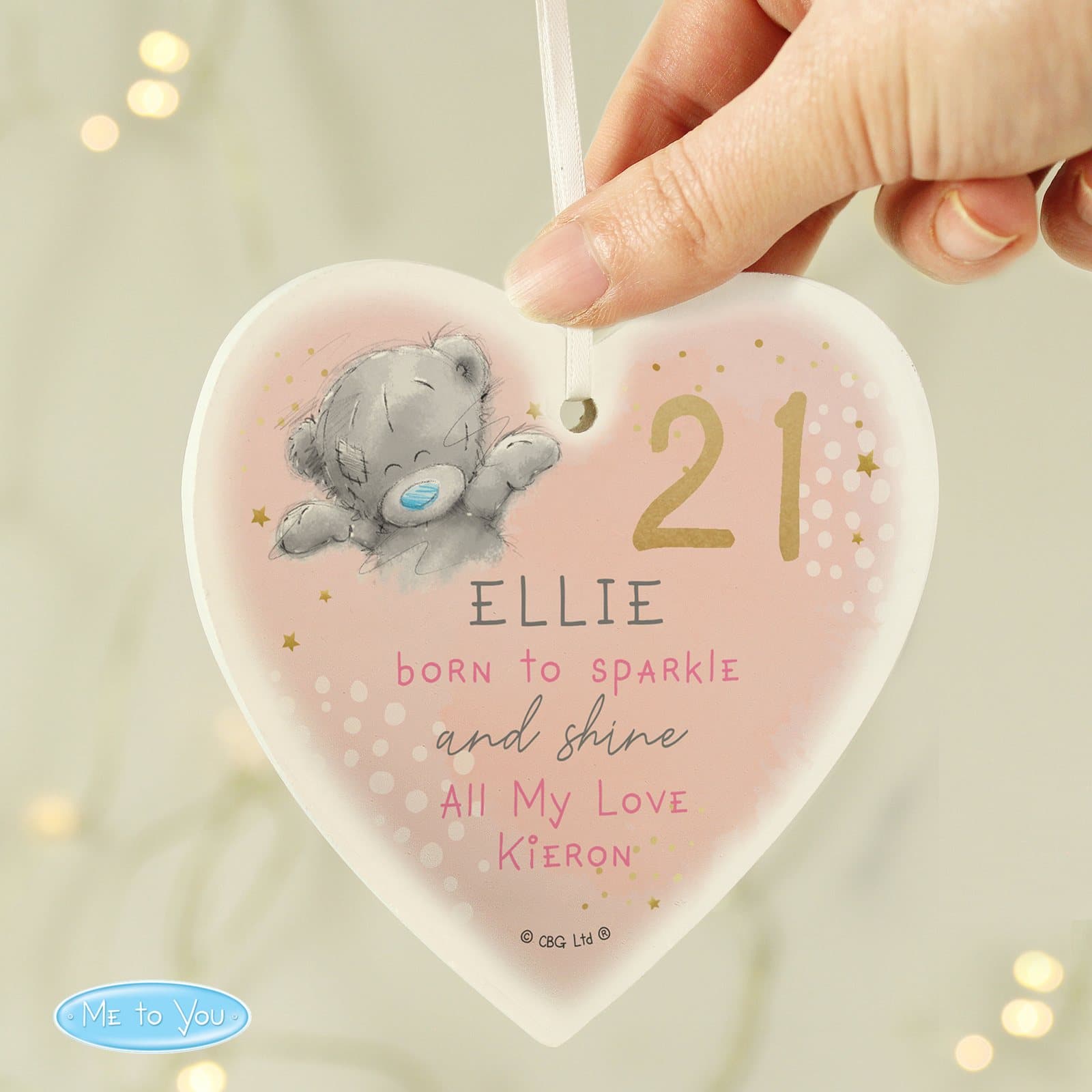 Personalised Me to You Sparkle and Shine birthday wooden heart