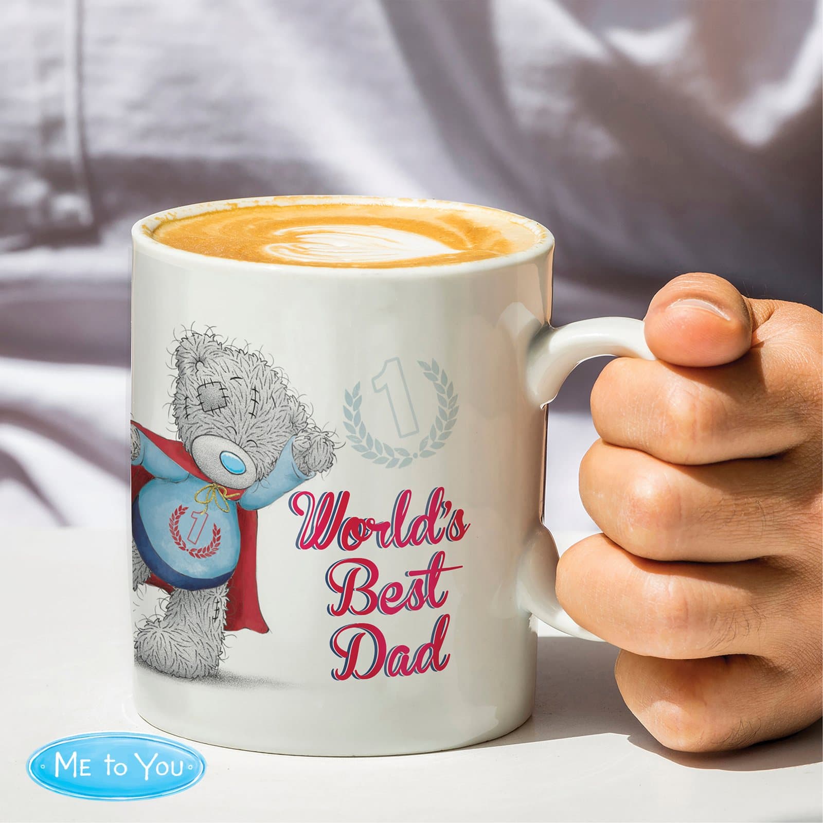 Personalised Me To You Super Hero ceramic mug with a role on the front