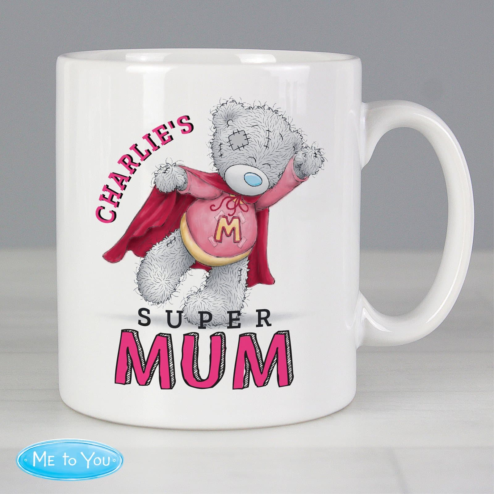 Personalised Me To You Super Mum ceramic mug with a name on the front