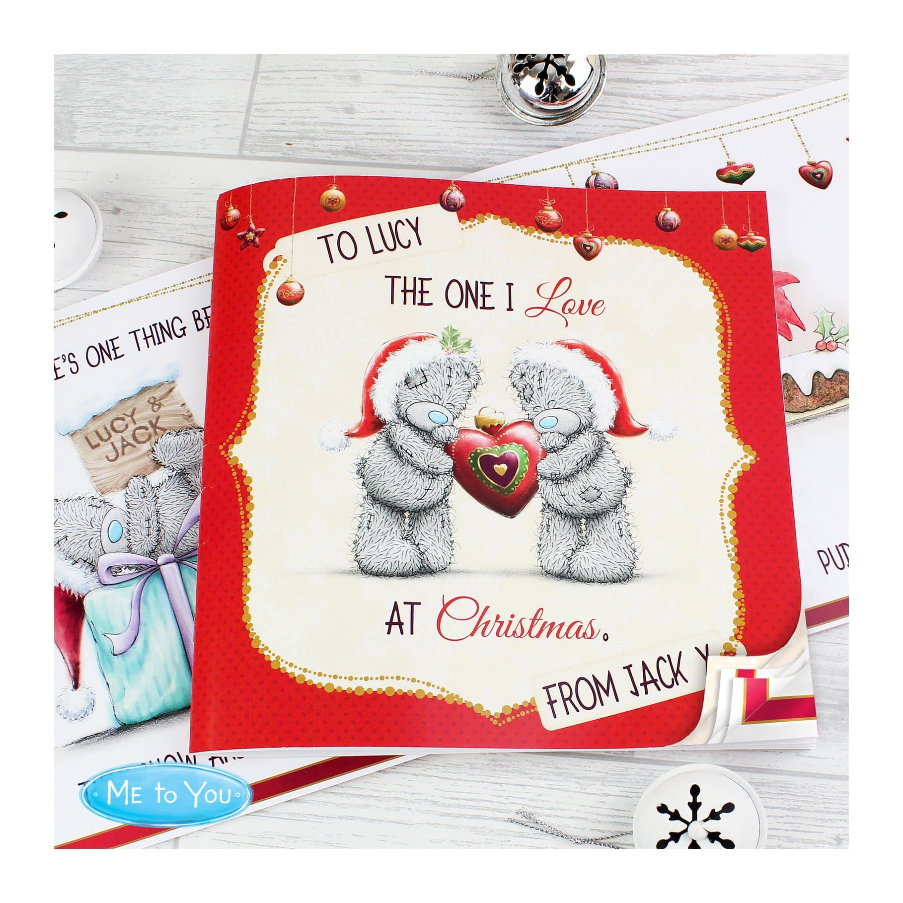 Personalised Me to You The One I Love at Christmas poem book with two names on the cover