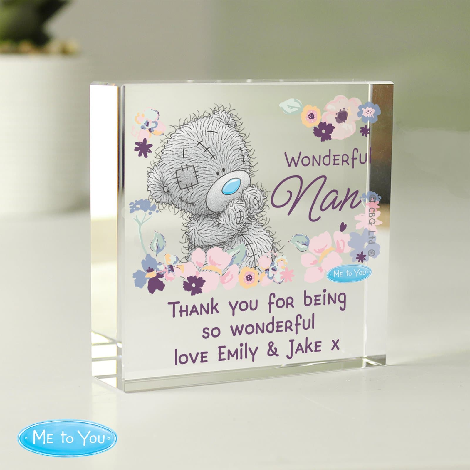 Personalised Me to You Wonderful Nan crystal token with a Tatty Teddy motif