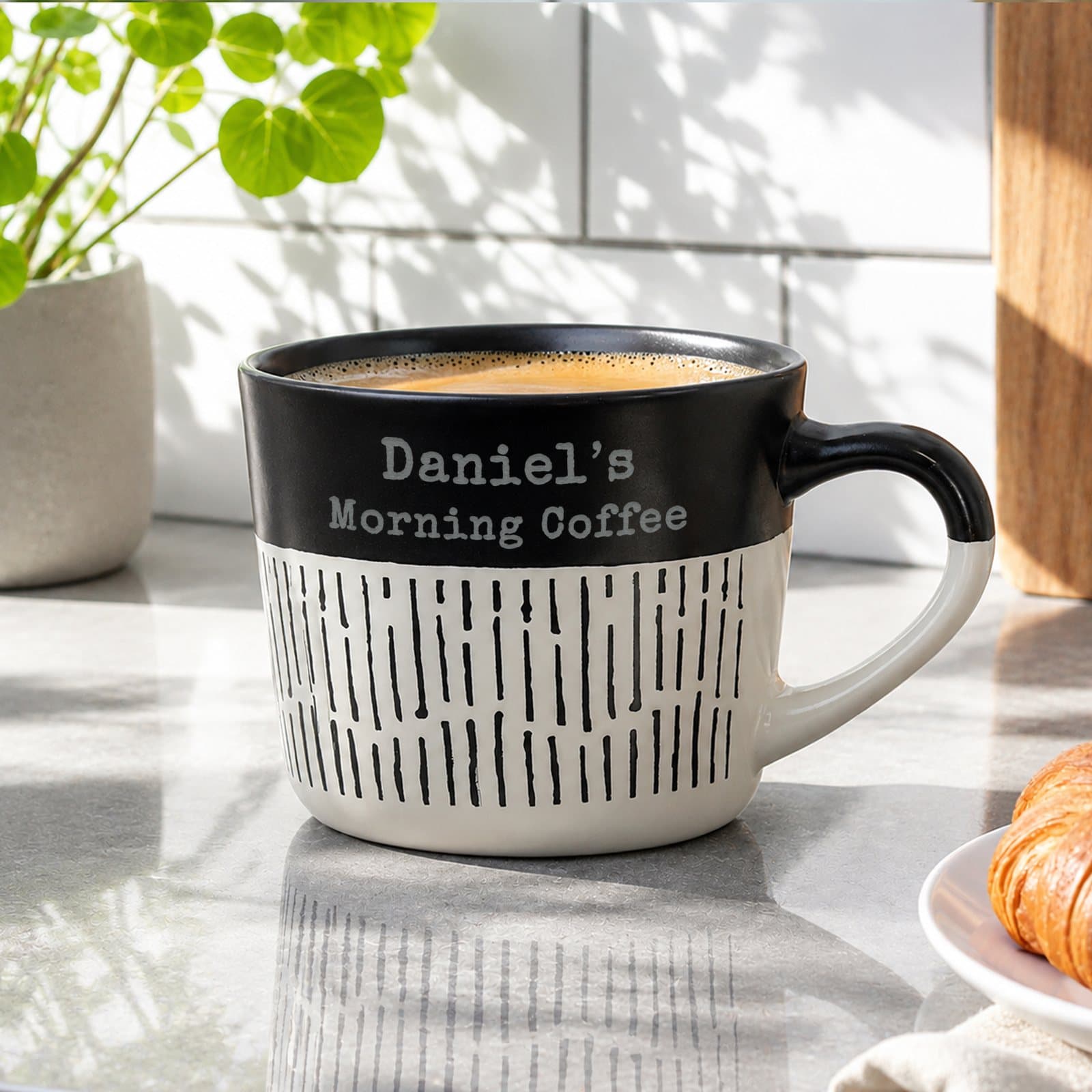 Personalised black dipped dash ceramic mug