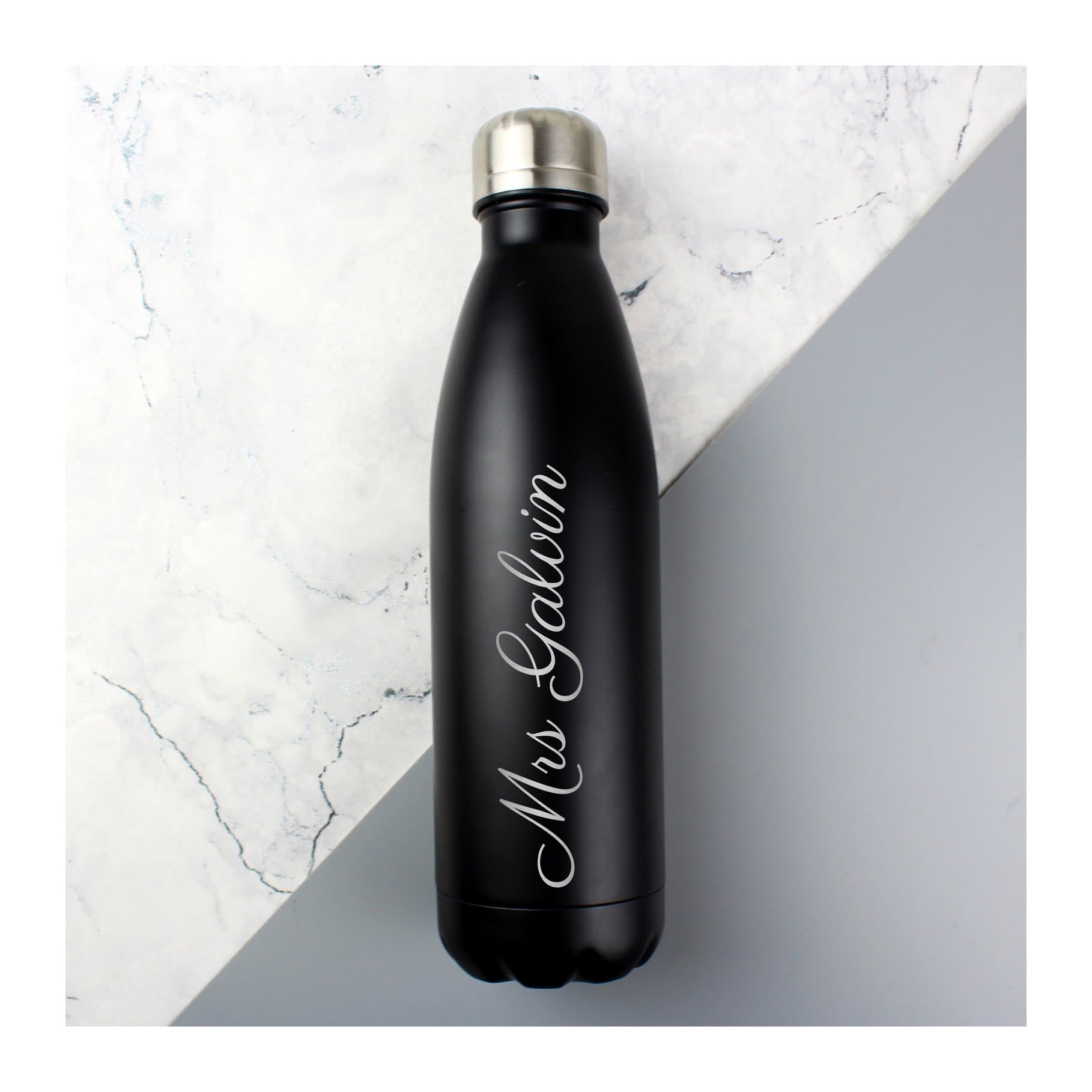 Matte stainless steel insulated drinks bottle with screw cap