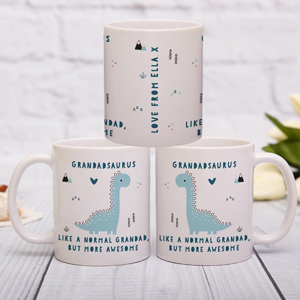 Personalised More Awesome dinosaur ceramic mug