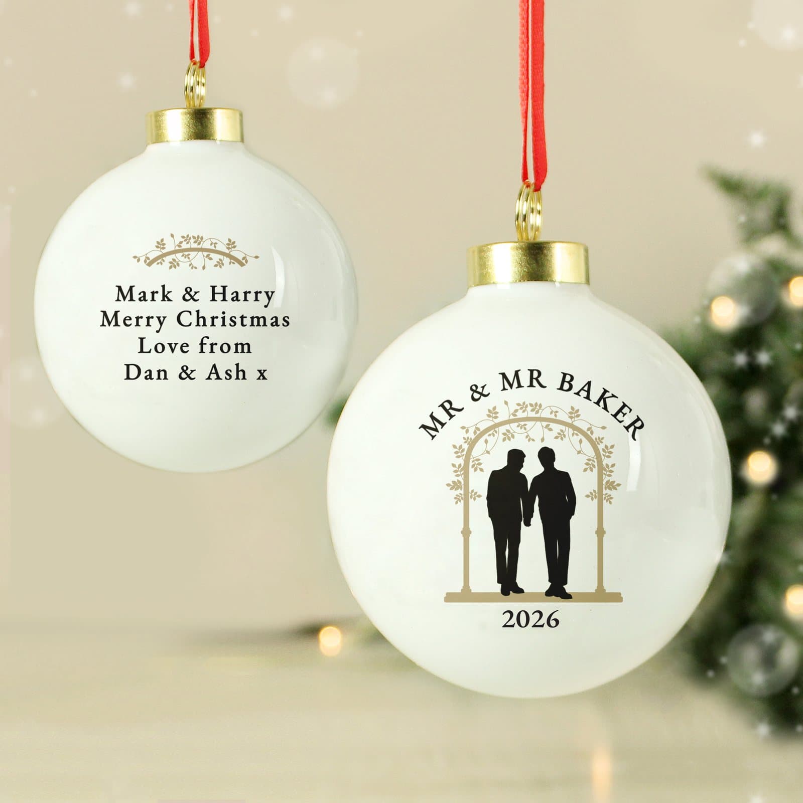 Personalised Mr & Mr Christmas bauble keepsake
