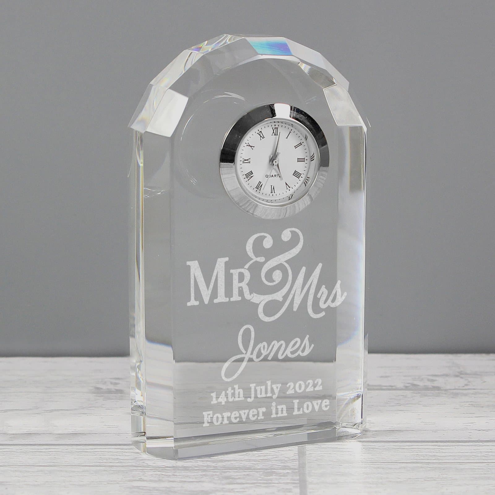 Personalised Mr & Mrs crystal clock