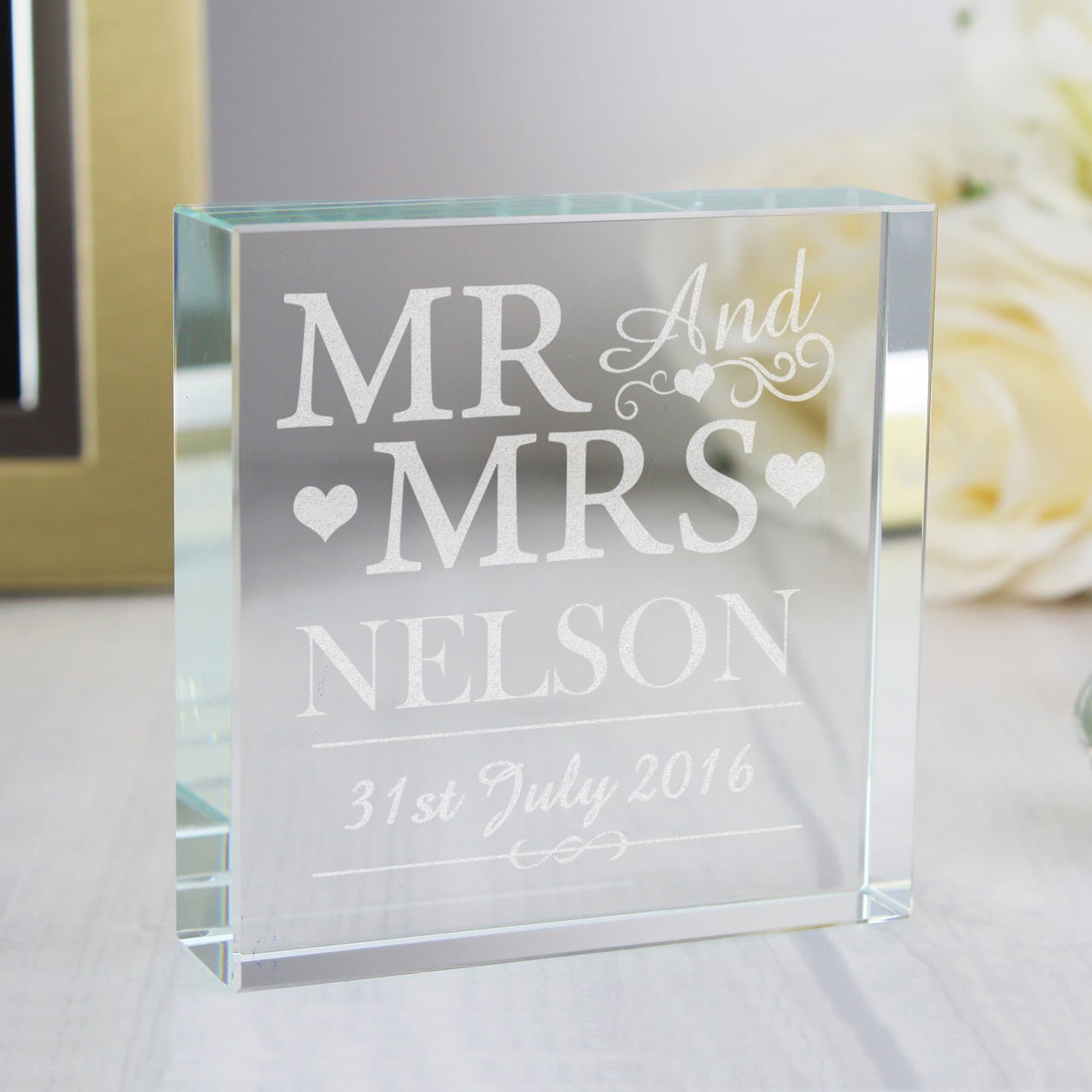 Personalised Mr & Mrs crystal token