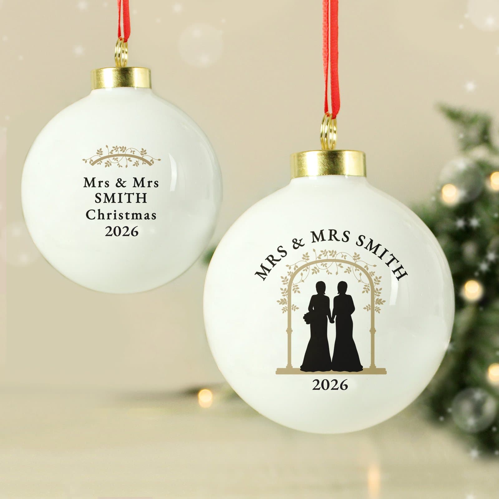 Personalised Mrs & Mrs bauble