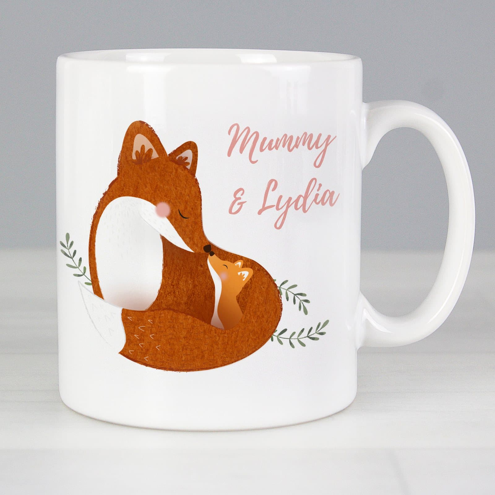 Personalised ceramic fox mug for mum