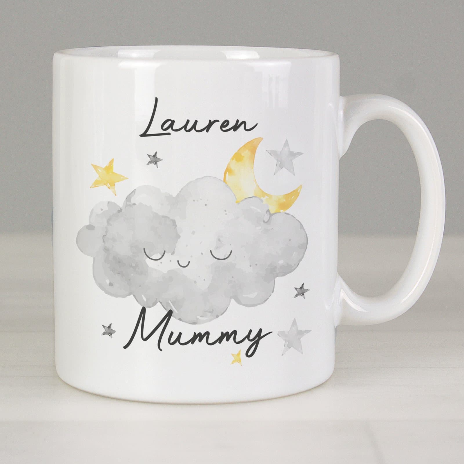 Personalised ceramic cloud mug with a name for mummy