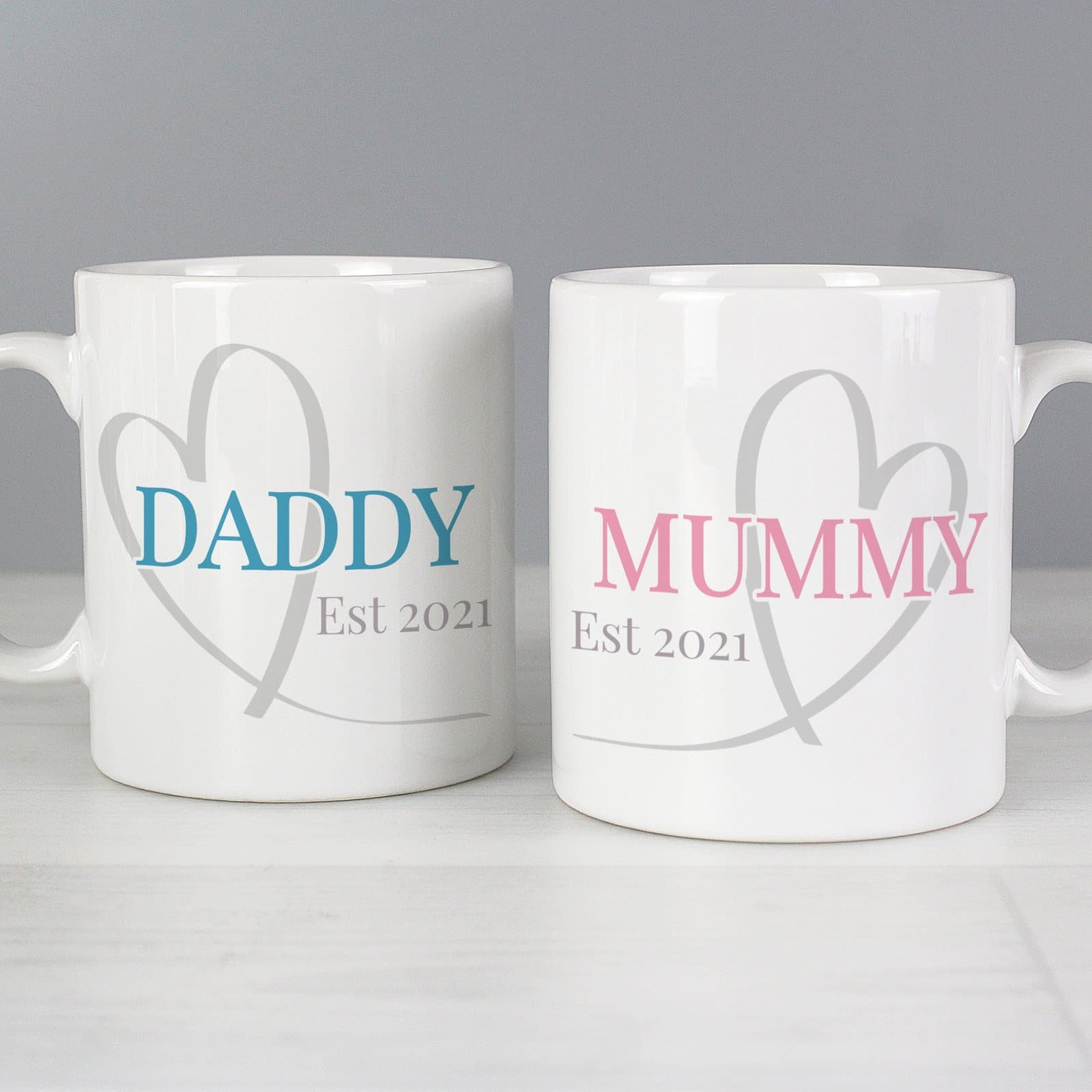 Personalised Mummy and Daddy ceramic mug set