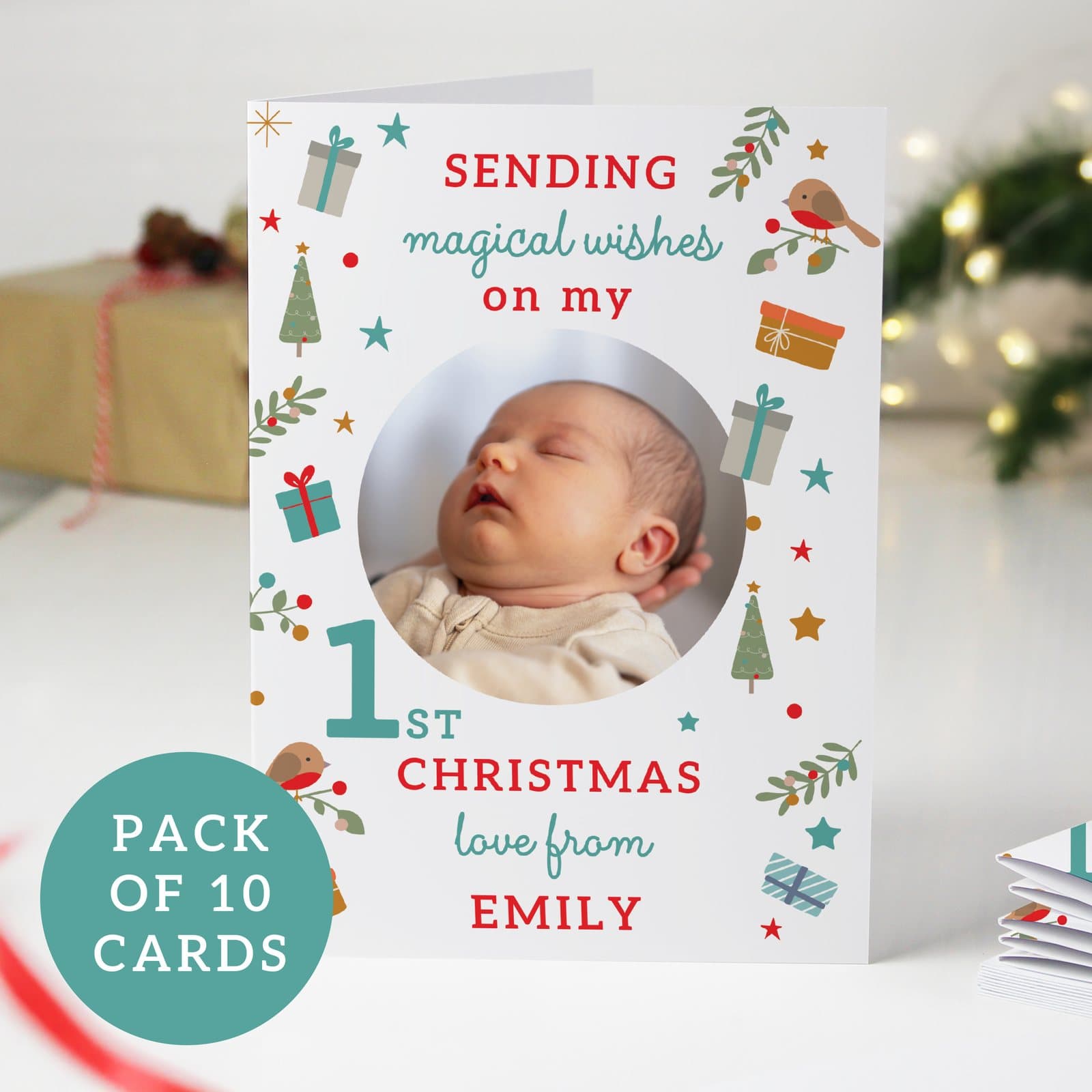 Pack of My 1st Christmas cards with white gum-tipped envelopes