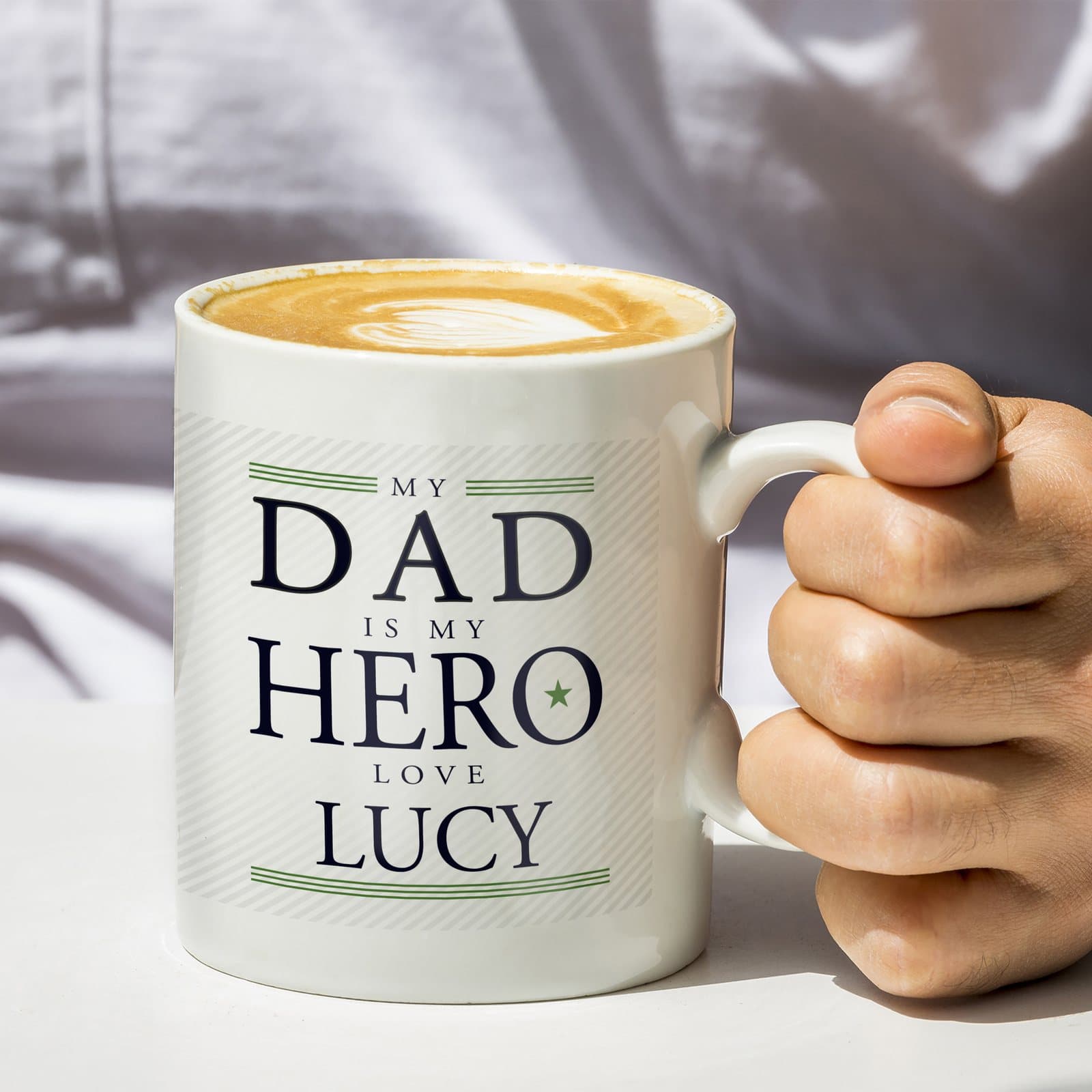 Personalised ceramic My Dad is My Hero mug