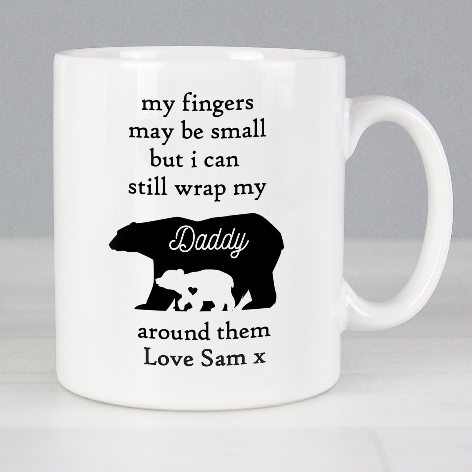 Personalised ceramic bears mug with a role and message