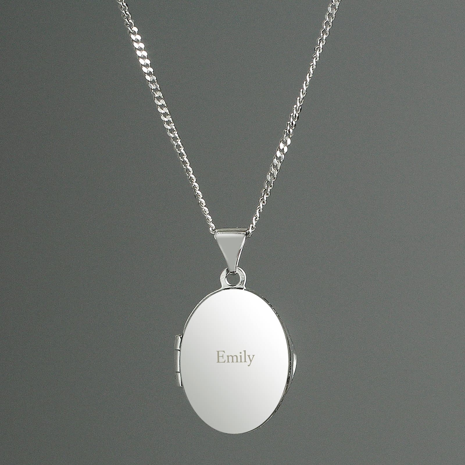Sterling silver oval locket necklace on a chain