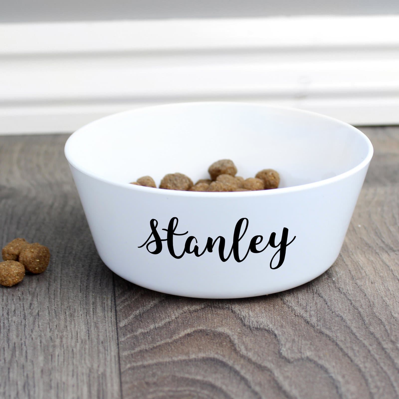 Plastic cat bowl personalised with a cat's name
