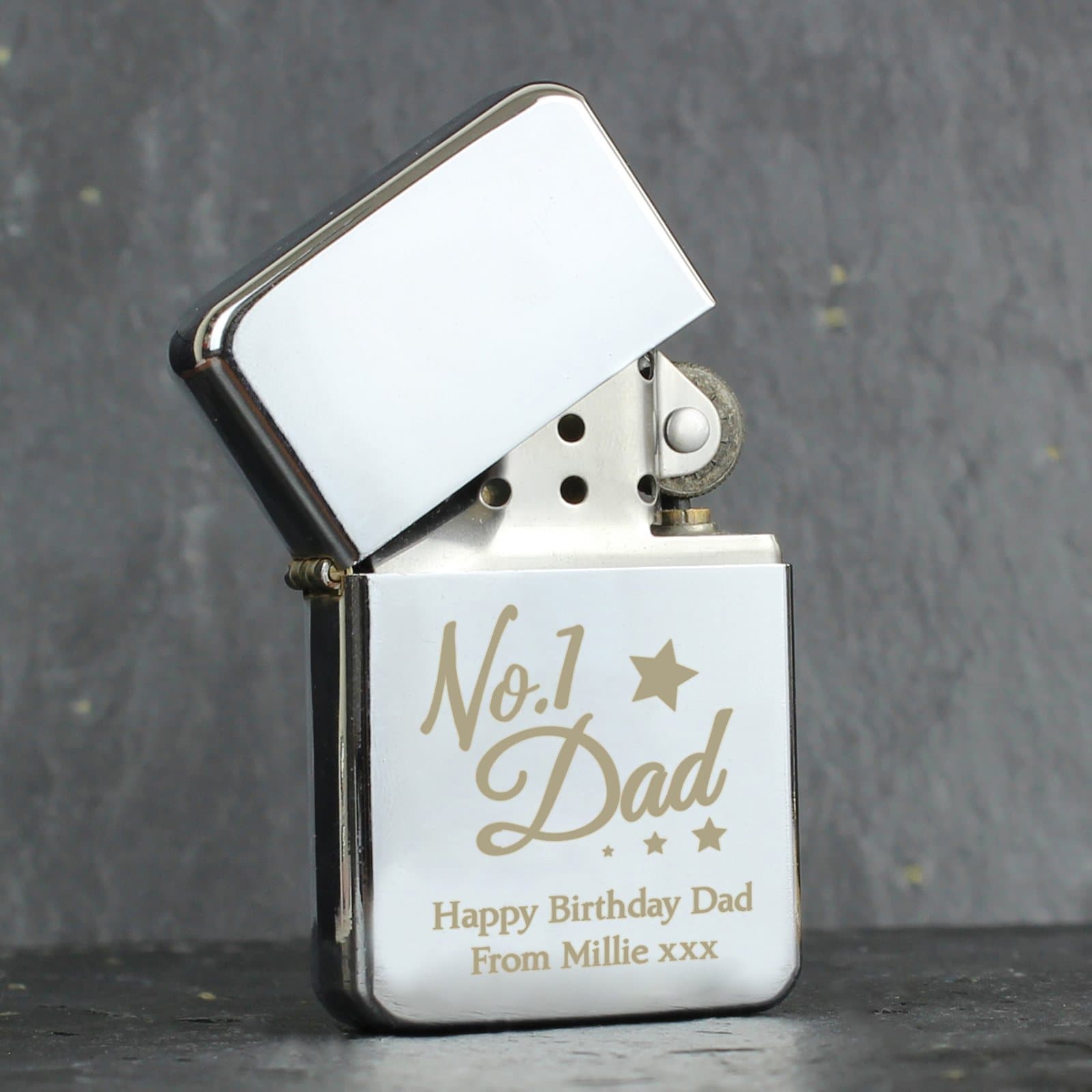 Personalised No.1 Dad silver lighter
