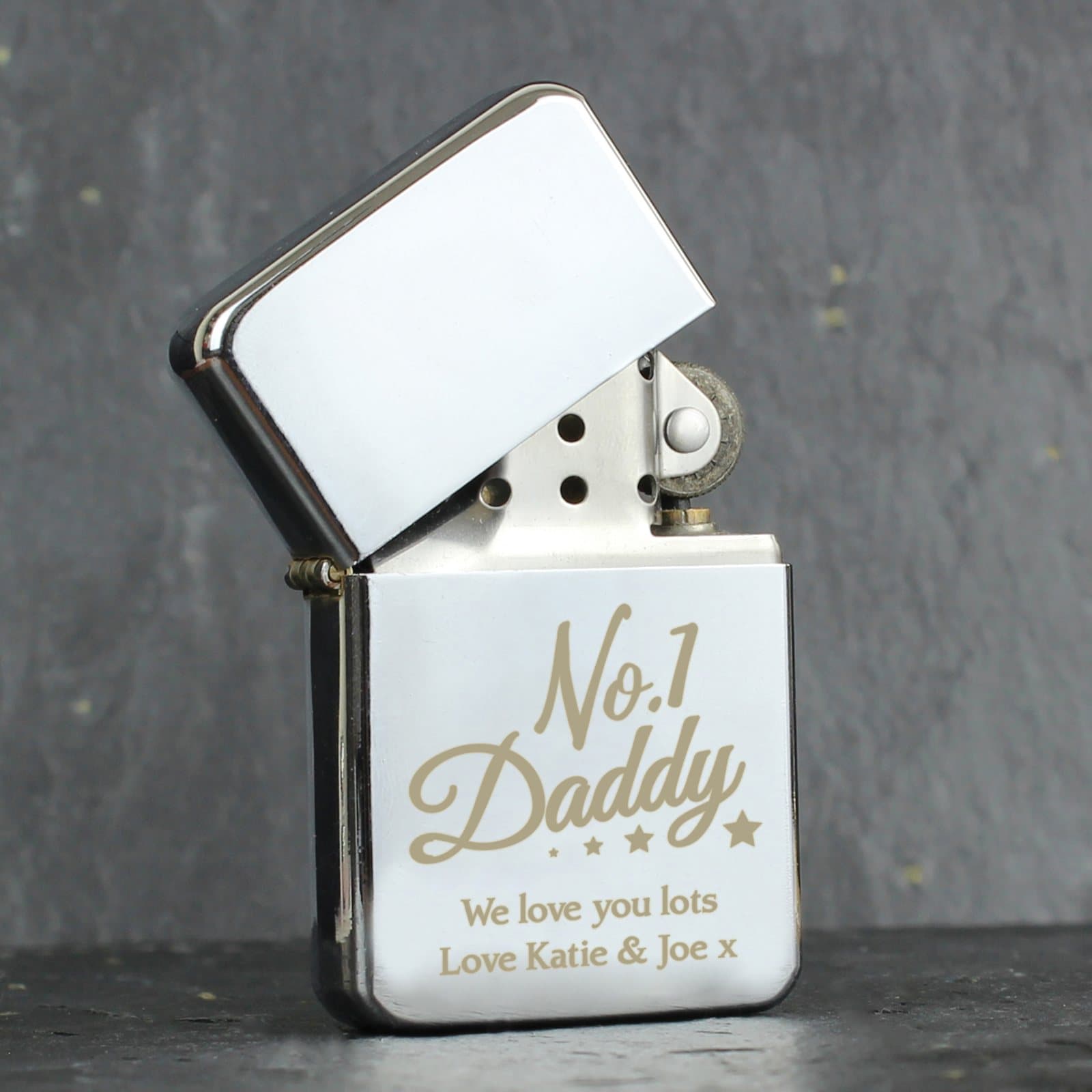 Personalised No.1 Daddy silver lighter