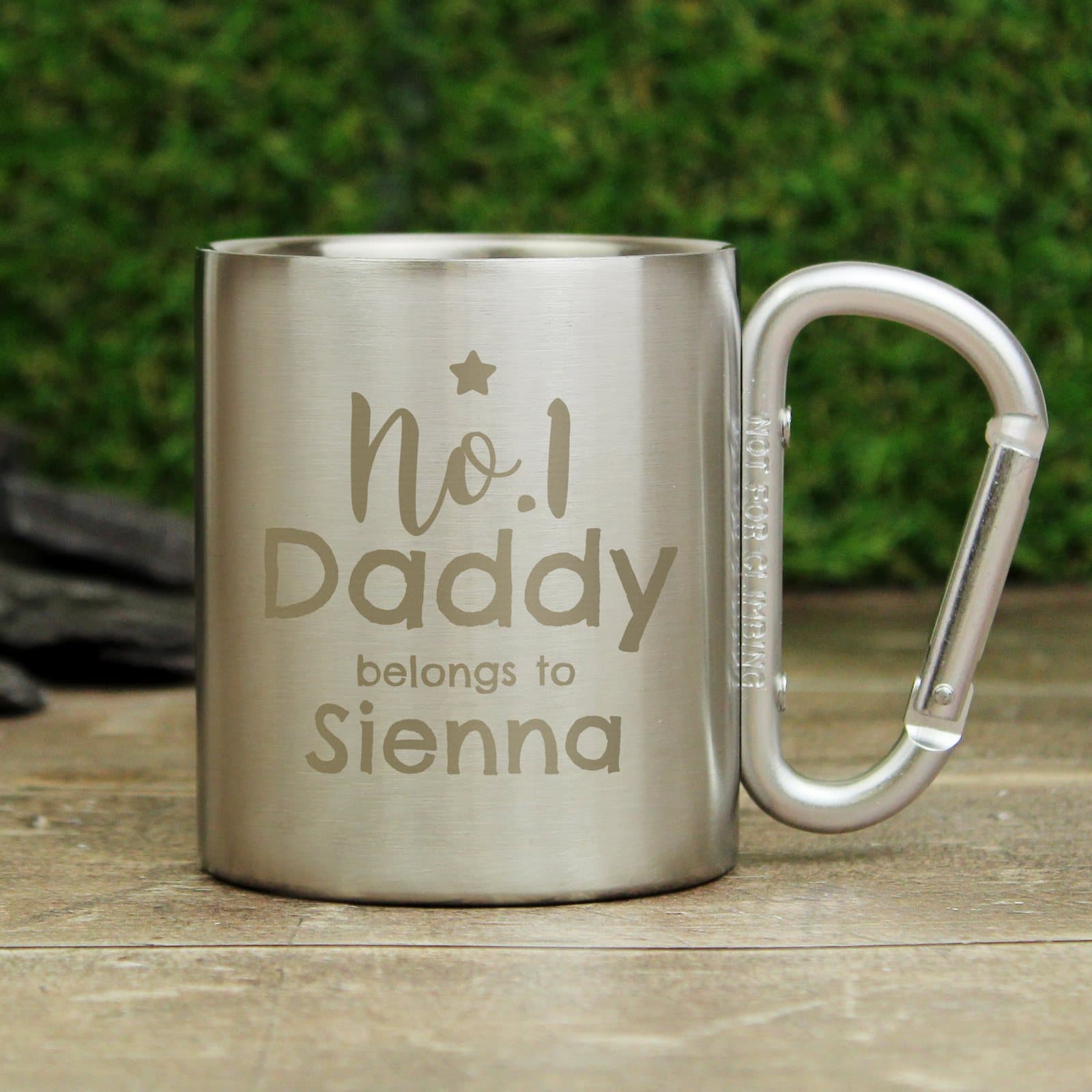 Stainless steel No.1 Daddy mug personalised with a name