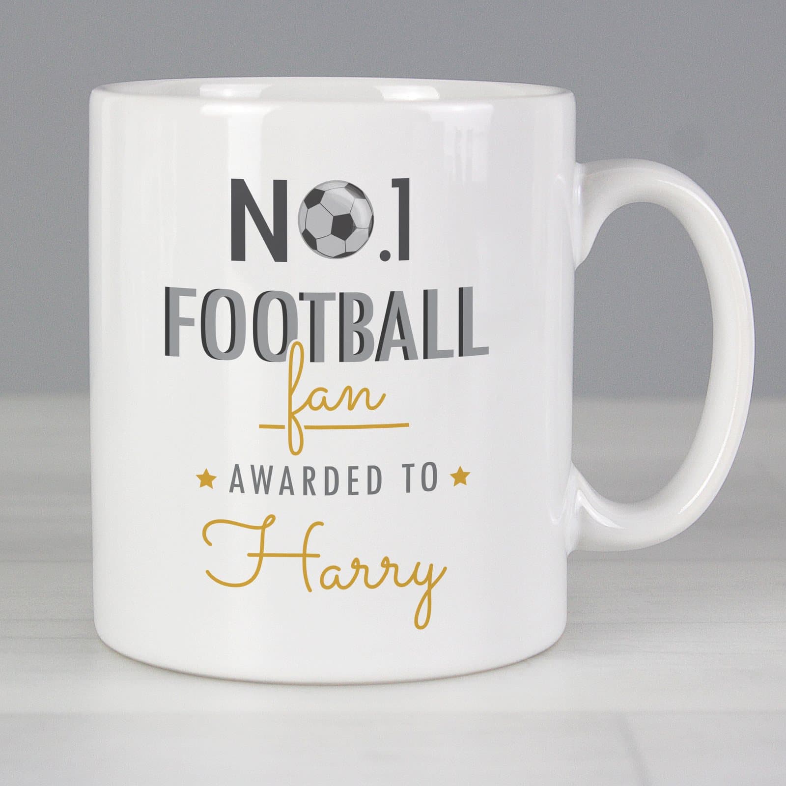Ceramic No.1 Football Fan mug personalised with a name