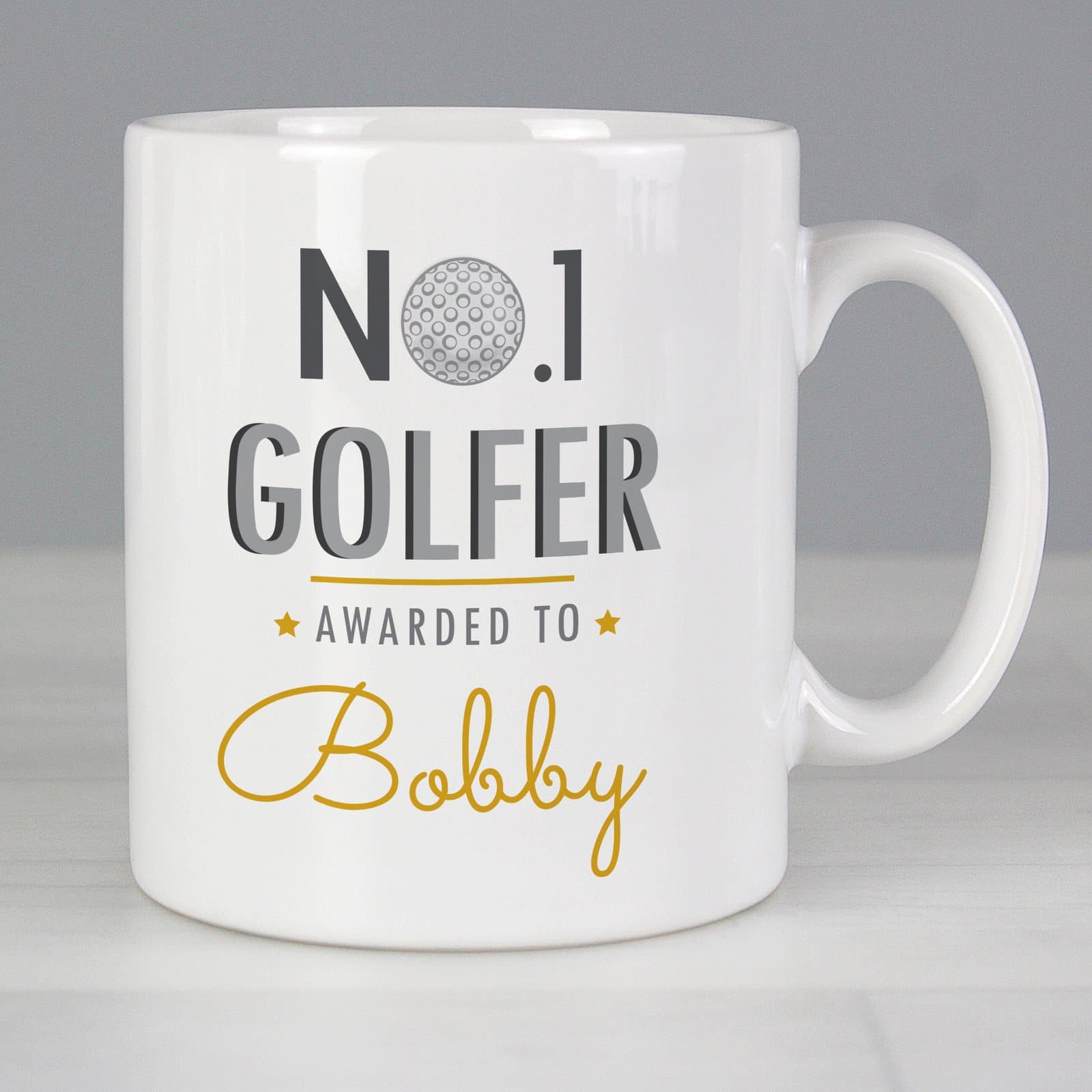 Ceramic No.1 Golfer mug personalised with a name
