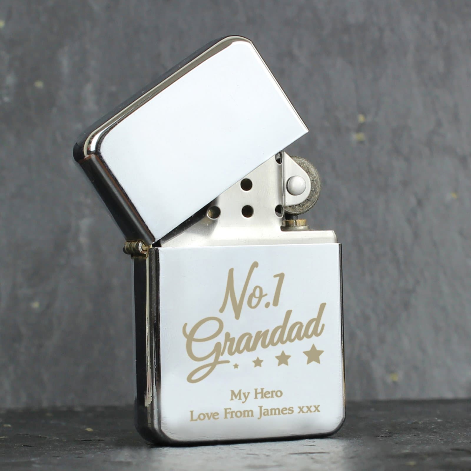 Personalised No.1 Grandad silver lighter