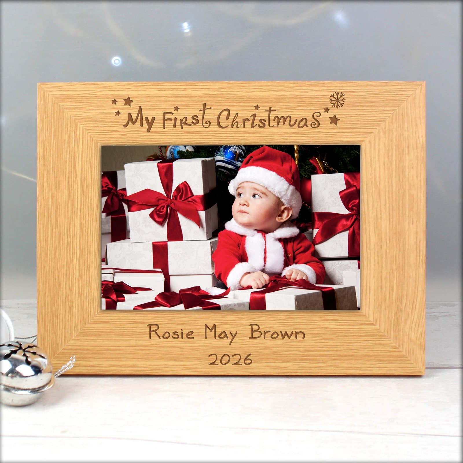 Oak veneer My First Christmas 6 x 4 photo frame