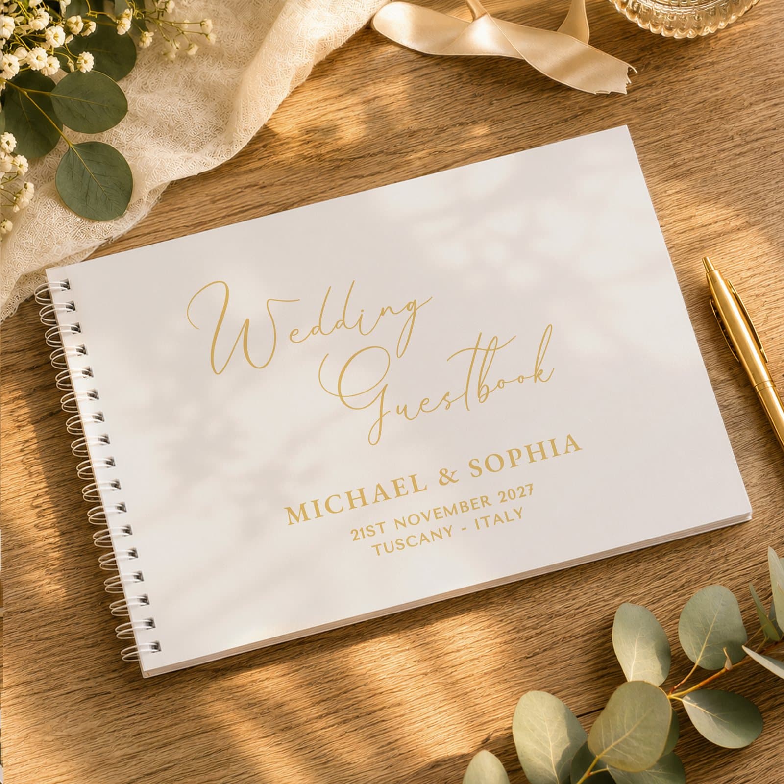 Personalised off white Wedding Guestbook